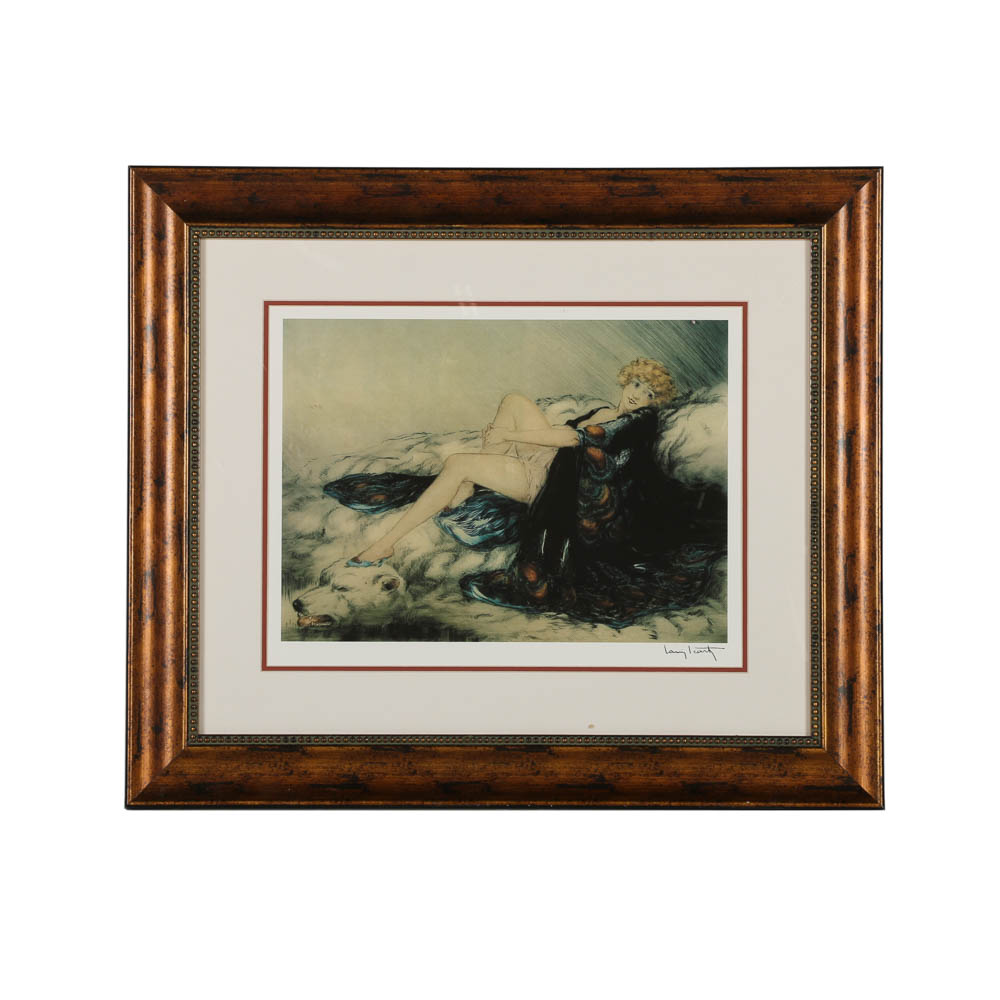 Reproduction Giclée After Louis Icart "Bear Rug"
