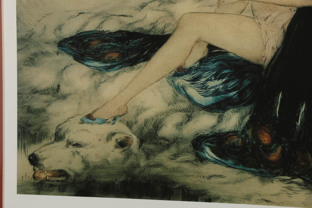 Reproduction Giclée After Louis Icart "Bear Rug"