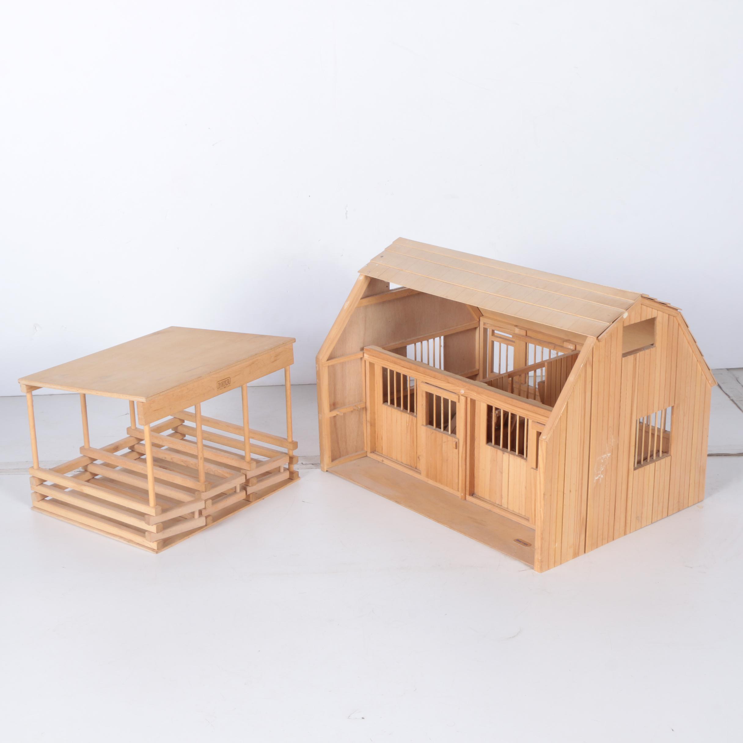 Wood Horse Stable Set