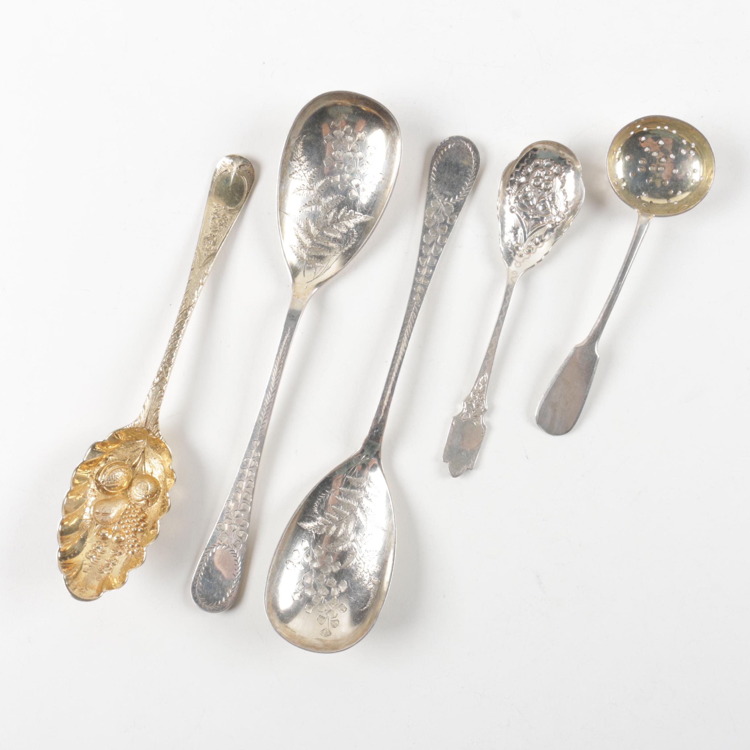 Russian Andreev Ivan Fedorovich 875 Silver Spoon With Assorted Silver Flatware