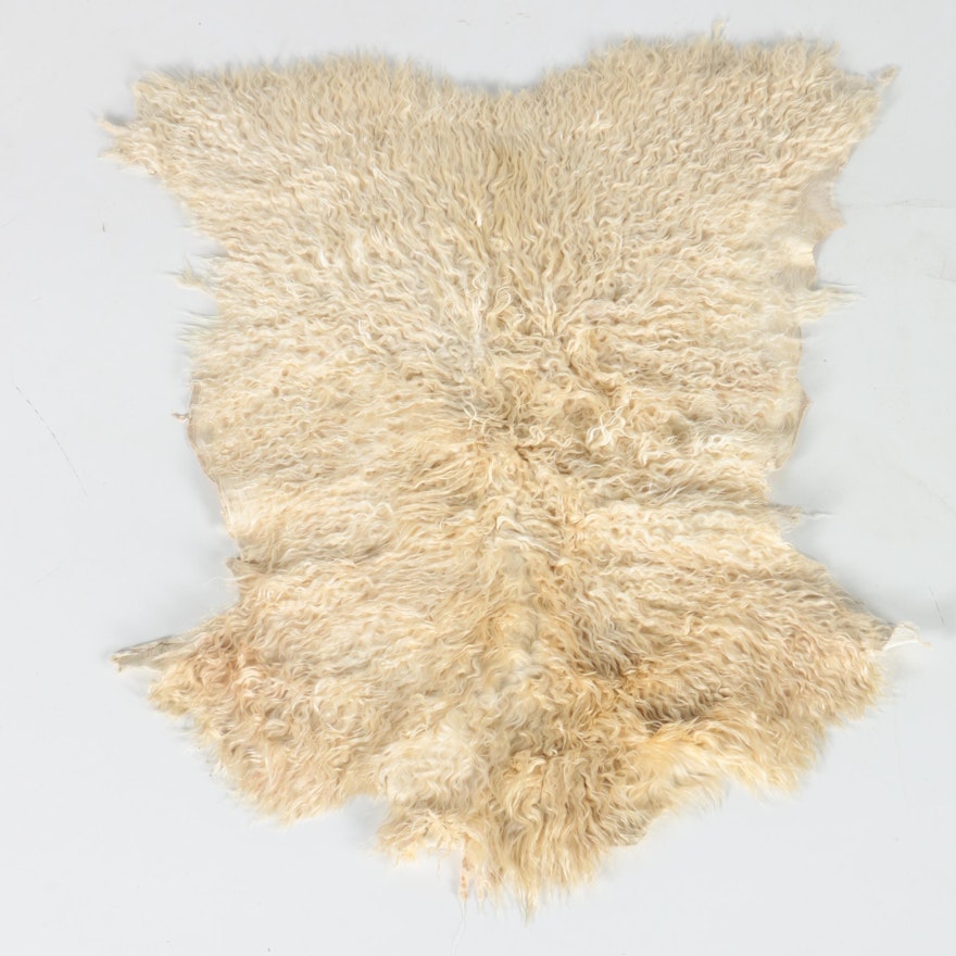 Natural Angora Goat Hide Accent Rug