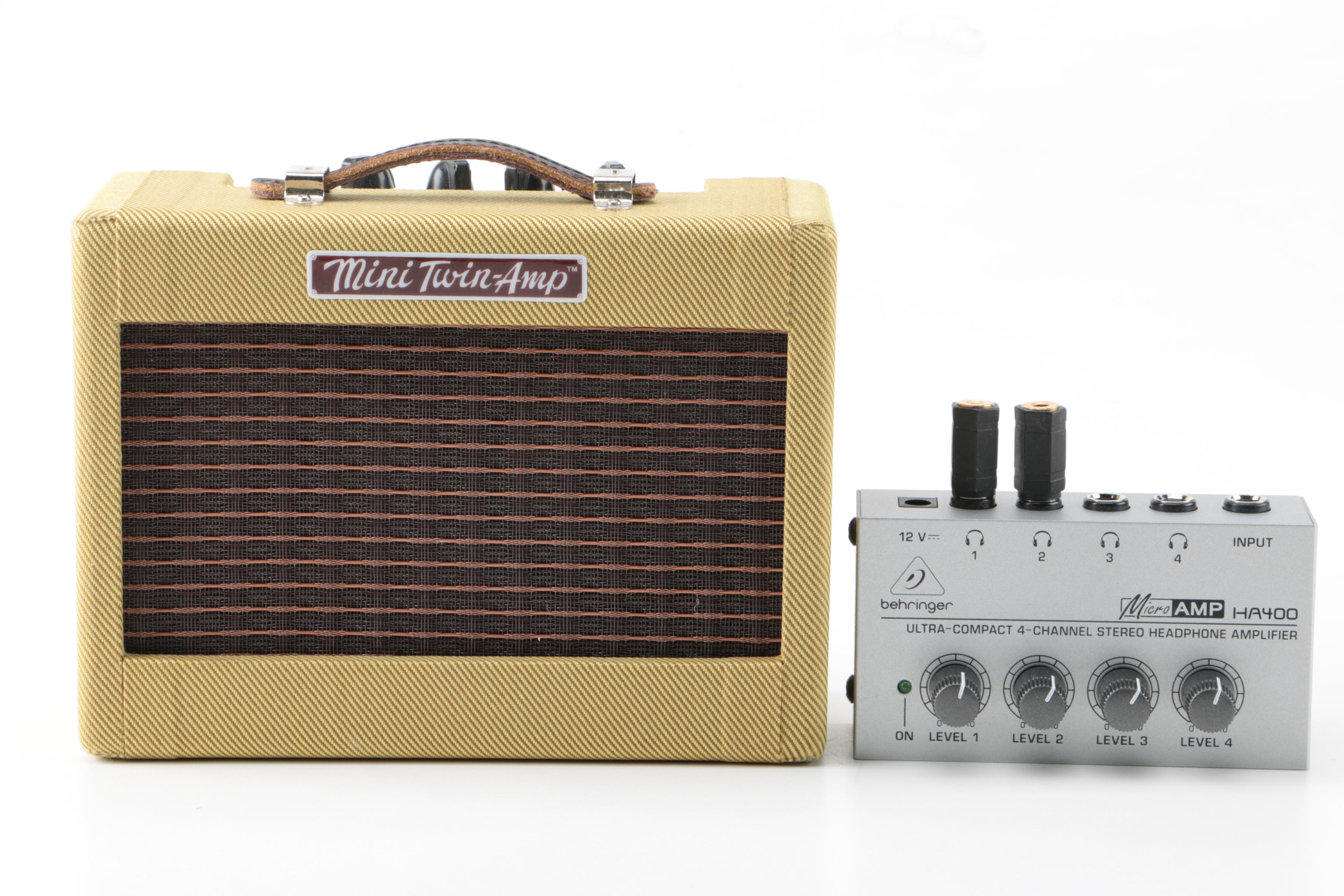 Fender and Gorilla Guitar Amplifiers and Behringer Headphone Amplifier