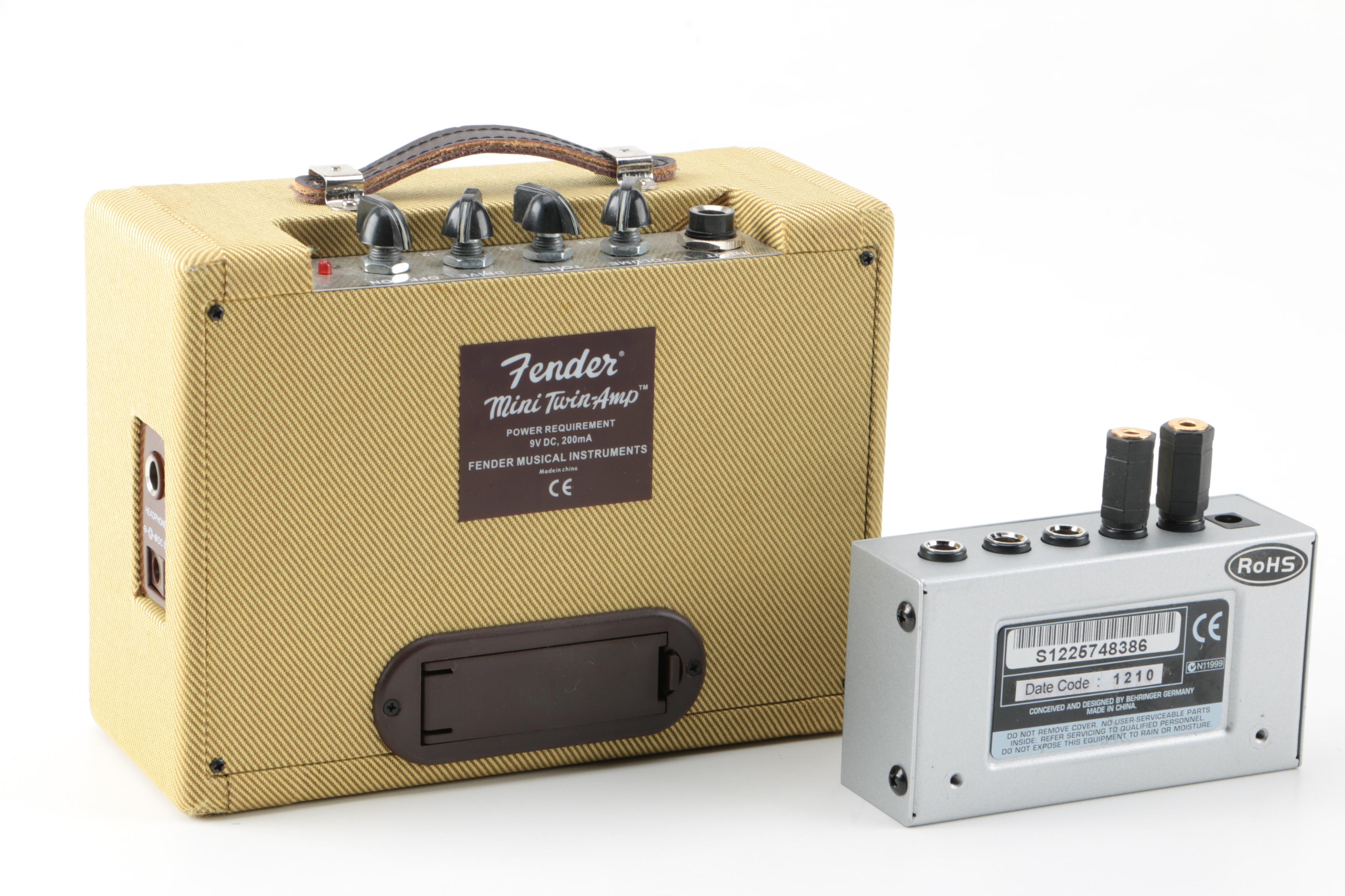Fender and Gorilla Guitar Amplifiers and Behringer Headphone Amplifier