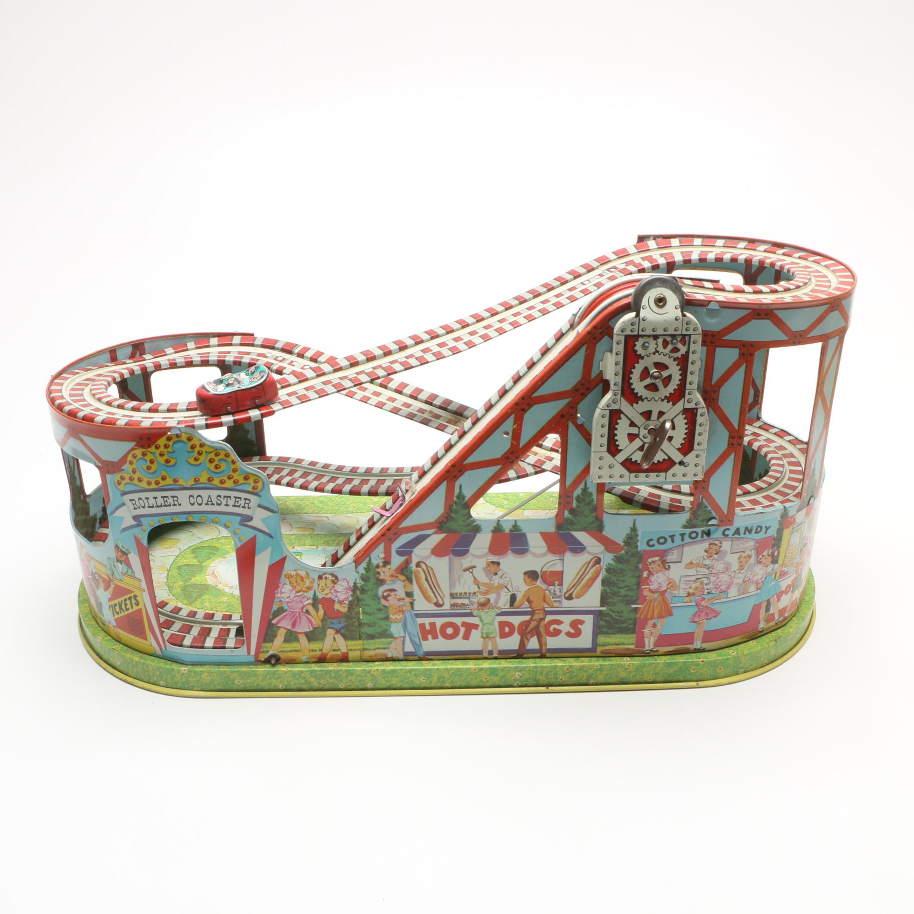 Circa 1950s J. Chein Tin Toy Roller Coaster Toy