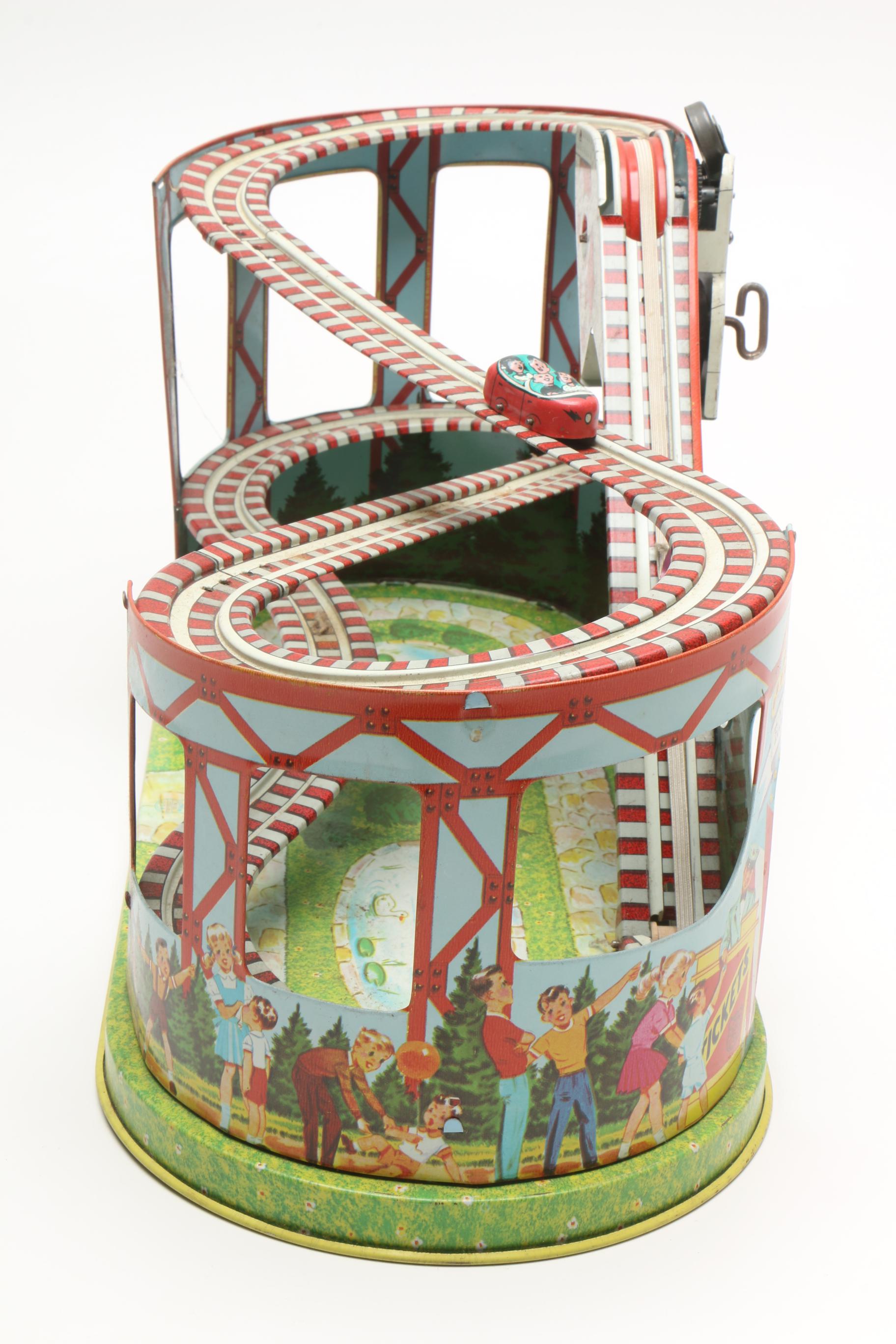 Circa 1950s J. Chein Tin Toy Roller Coaster Toy