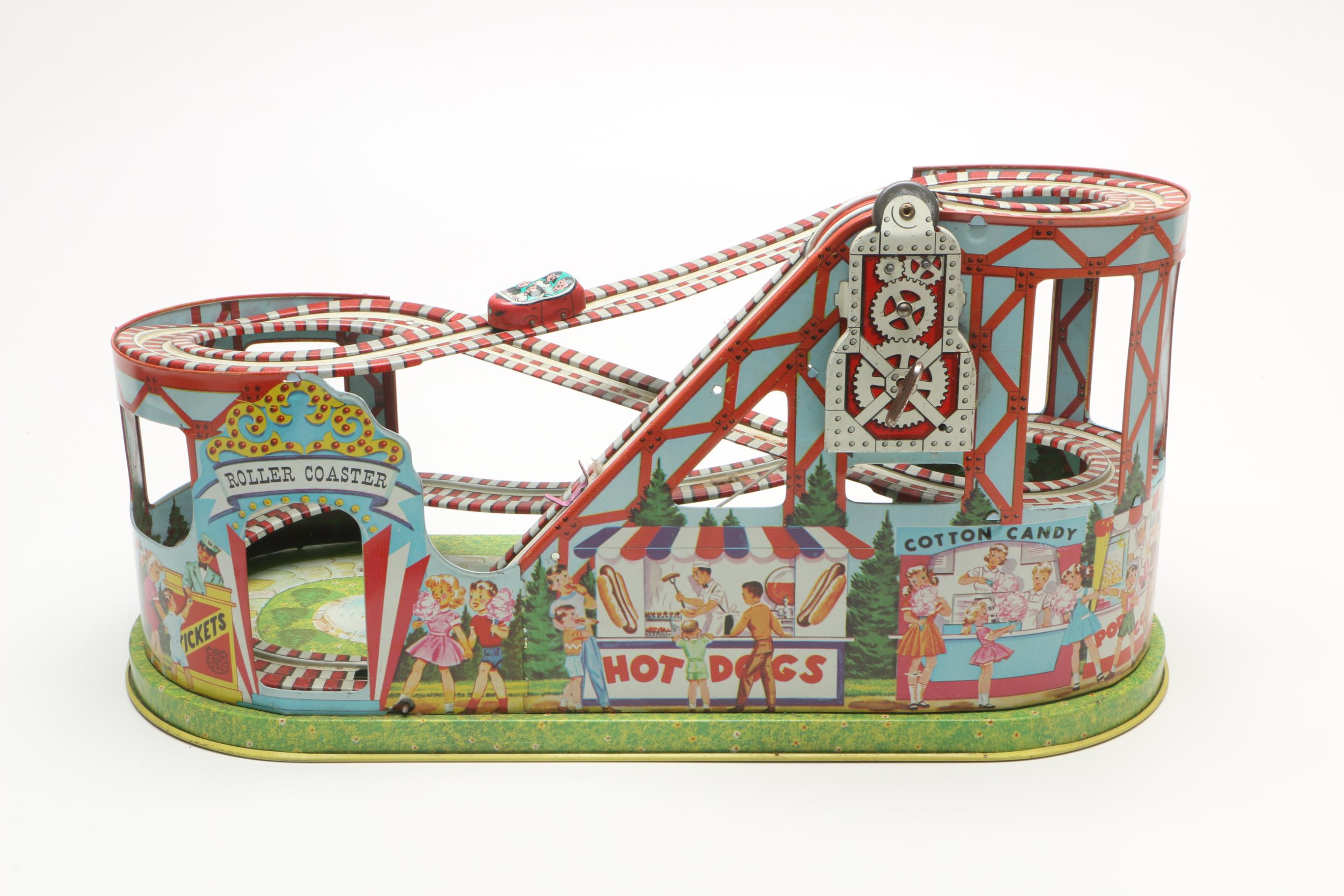 Circa 1950s J. Chein Tin Toy Roller Coaster Toy