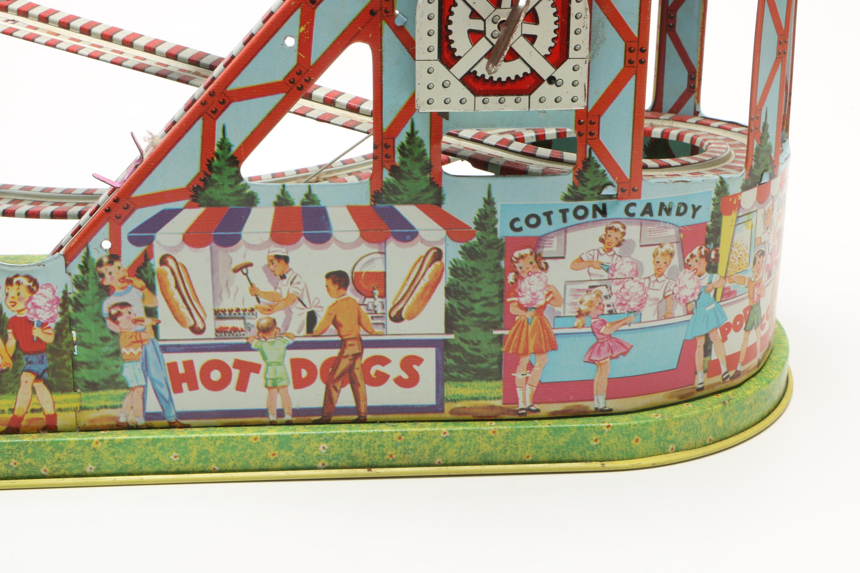 Circa 1950s J. Chein Tin Toy Roller Coaster Toy