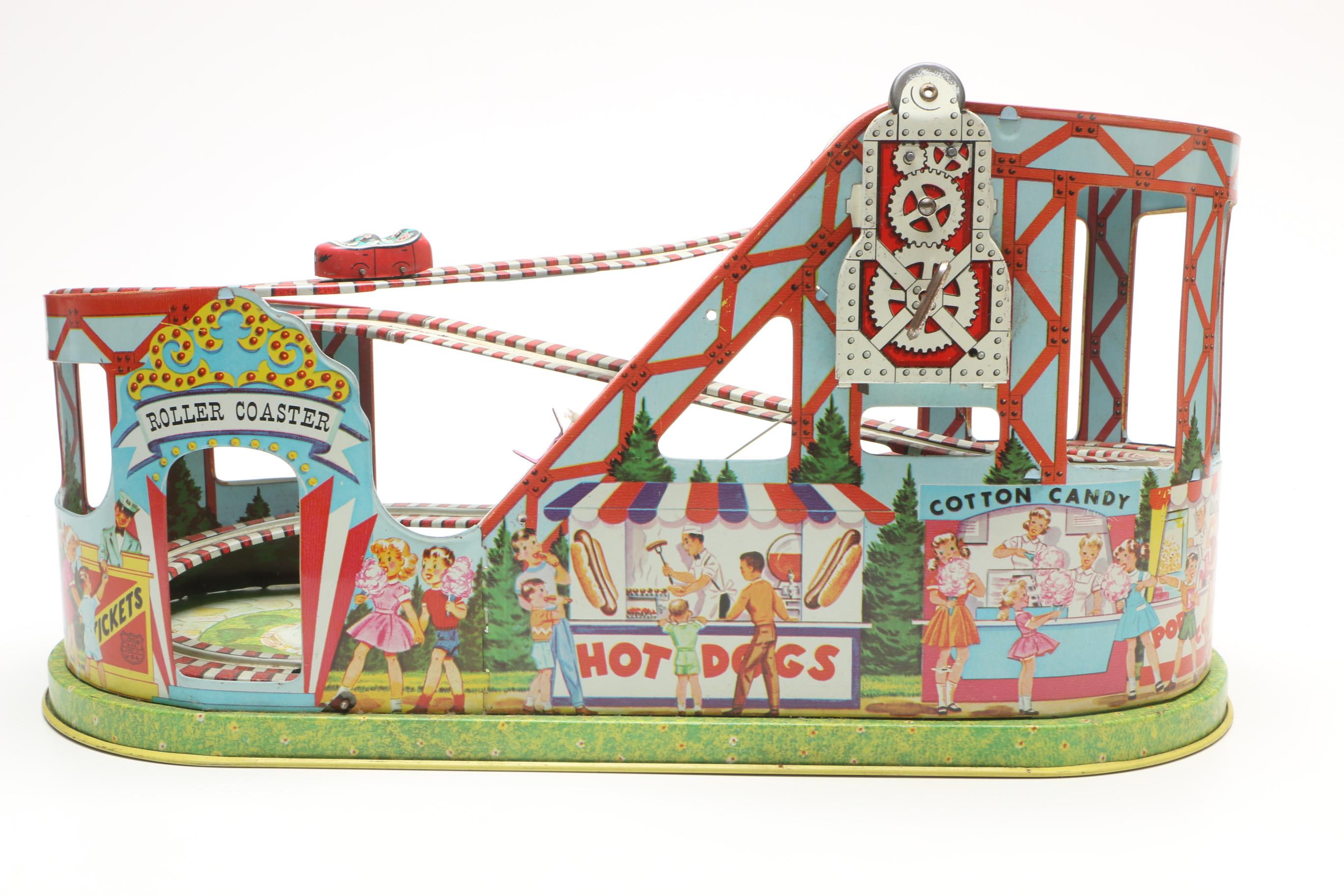 Circa 1950s J. Chein Tin Toy Roller Coaster Toy