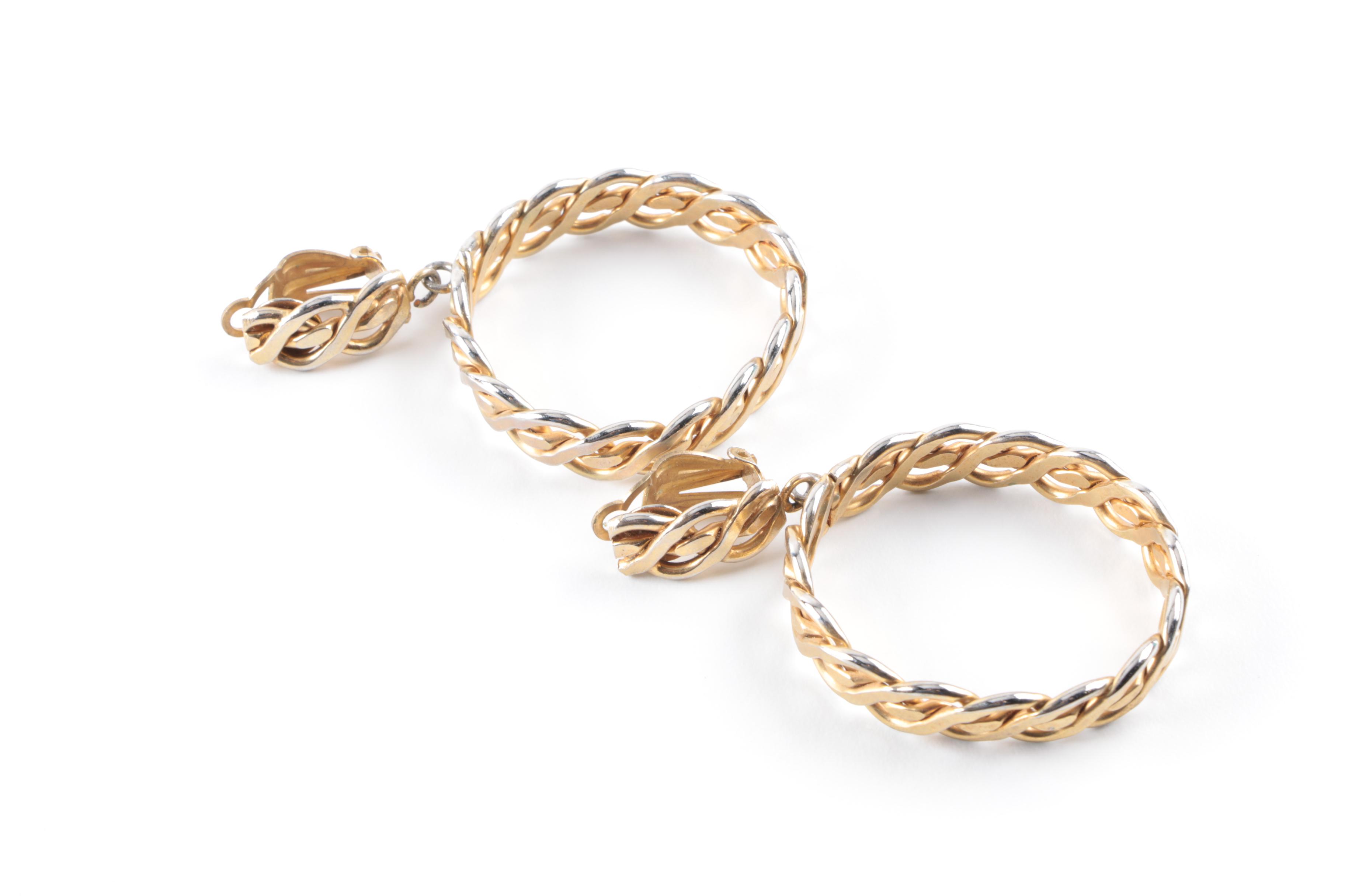 Assorted Gold Tone Costume Jewelry Including Dominique Aurientis Earrings