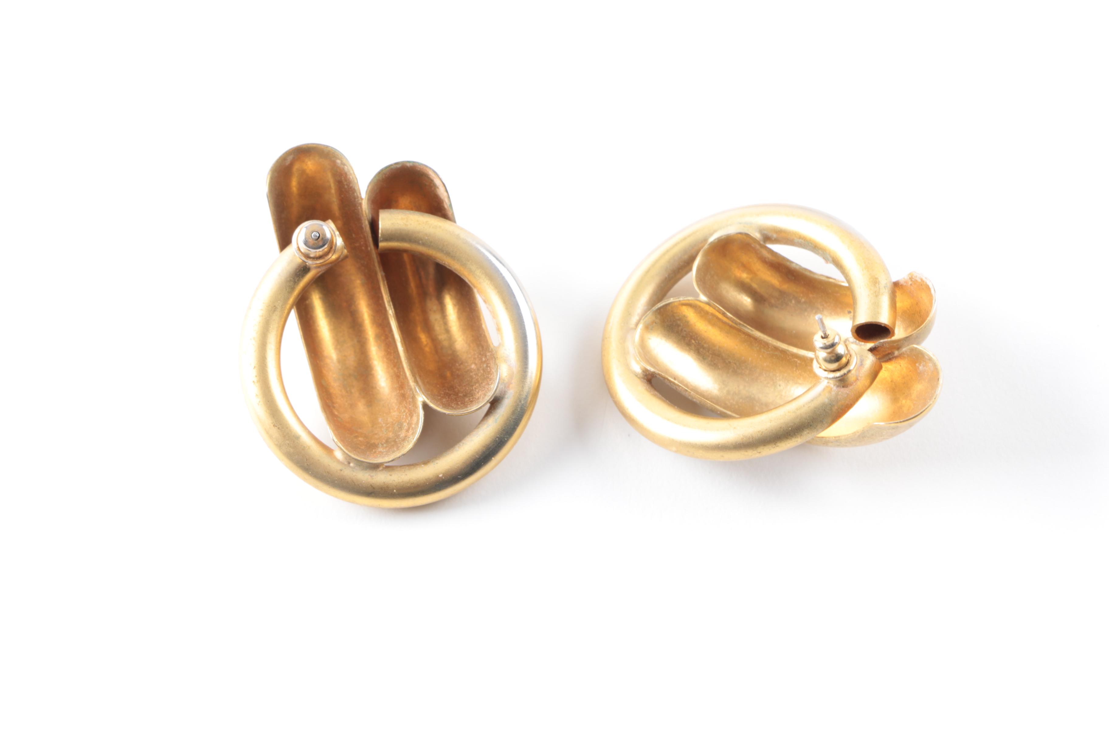 Assorted Gold Tone Costume Jewelry Including Dominique Aurientis Earrings