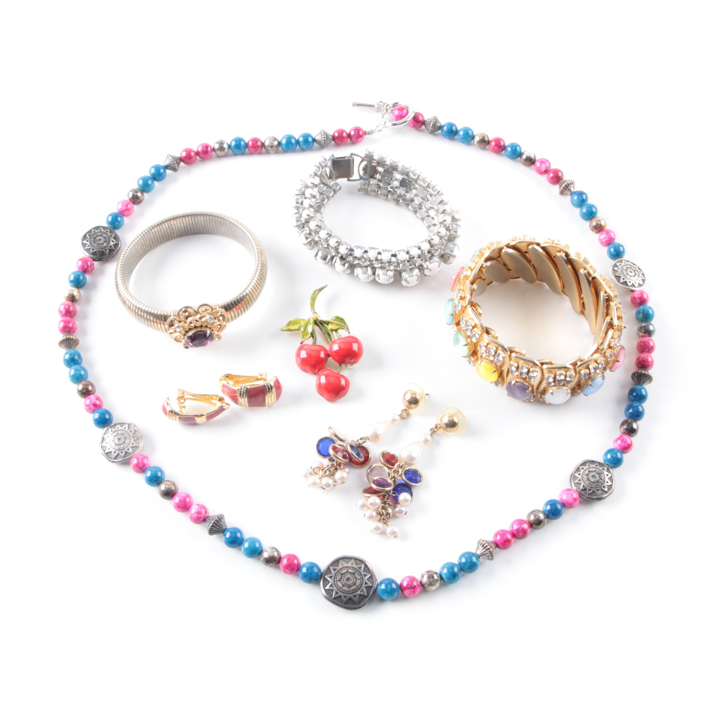 Assorted Costume Jewelry Including a Coro Bracelet