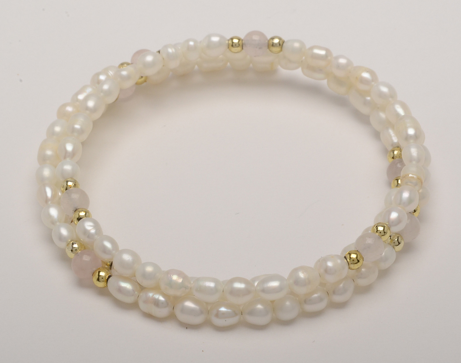 Freshwater Pearl Coil Bracelet and Silver Tone Hoop Earrings