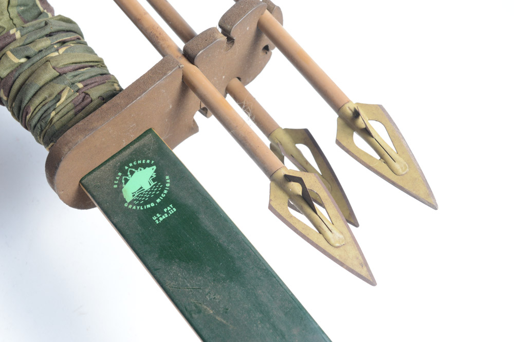 Vintage Bear Archery Recurve Bow with Arrows