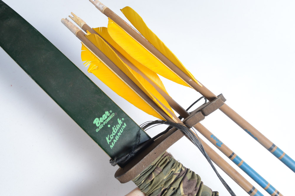 Vintage Bear Archery Recurve Bow with Arrows