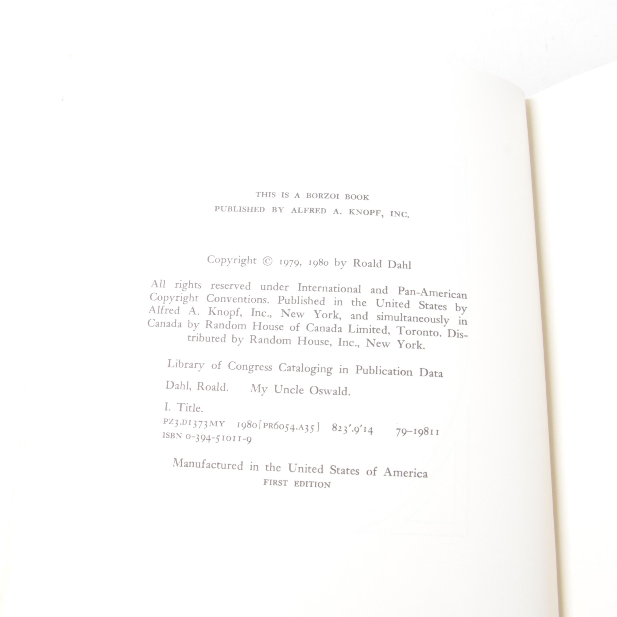 1980 First American Edition "My Uncle Oswald" by Roald Dahl