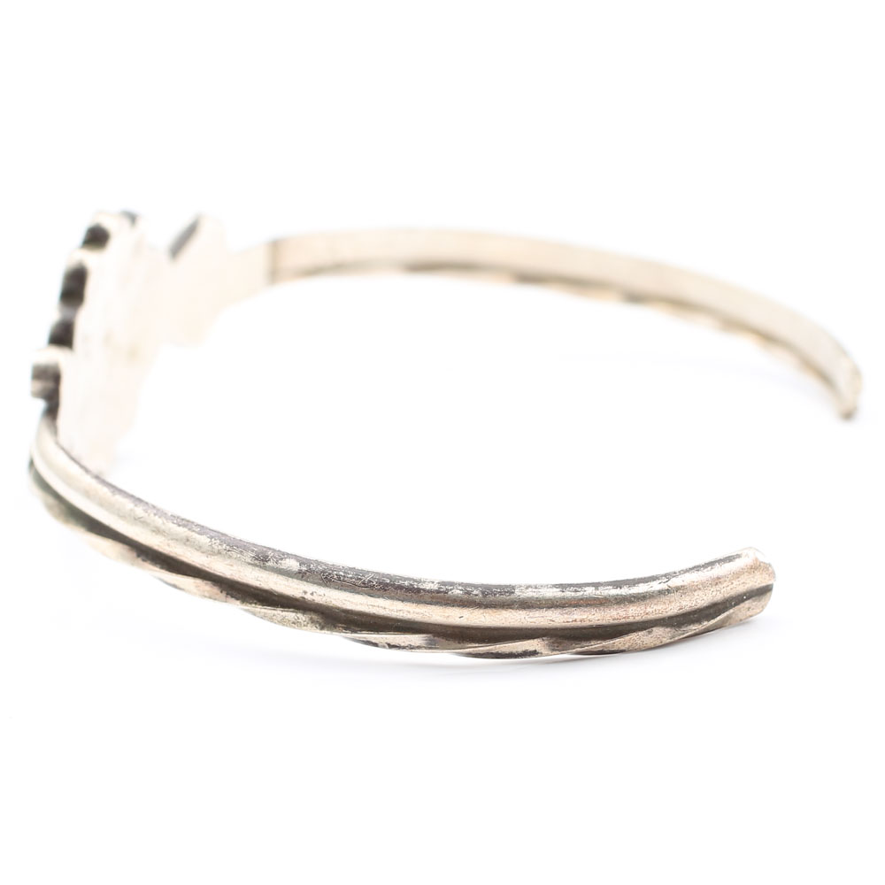 Sterling Silver Inlay Turquoise Flower Cuff Bracelet