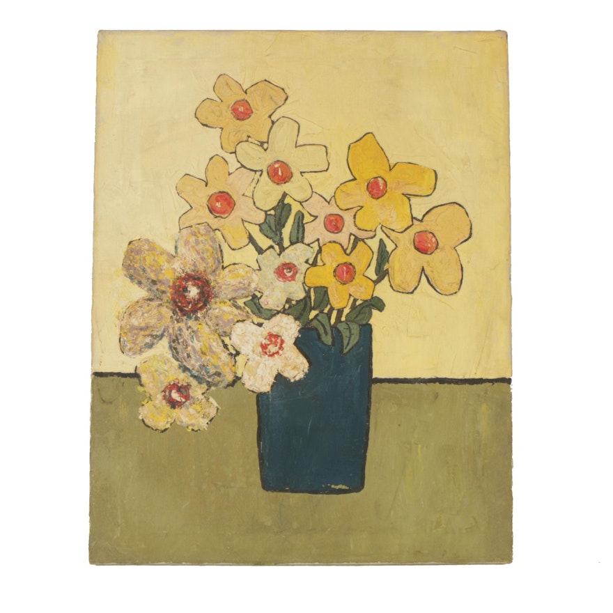 Oil Painting of a Flower Vase