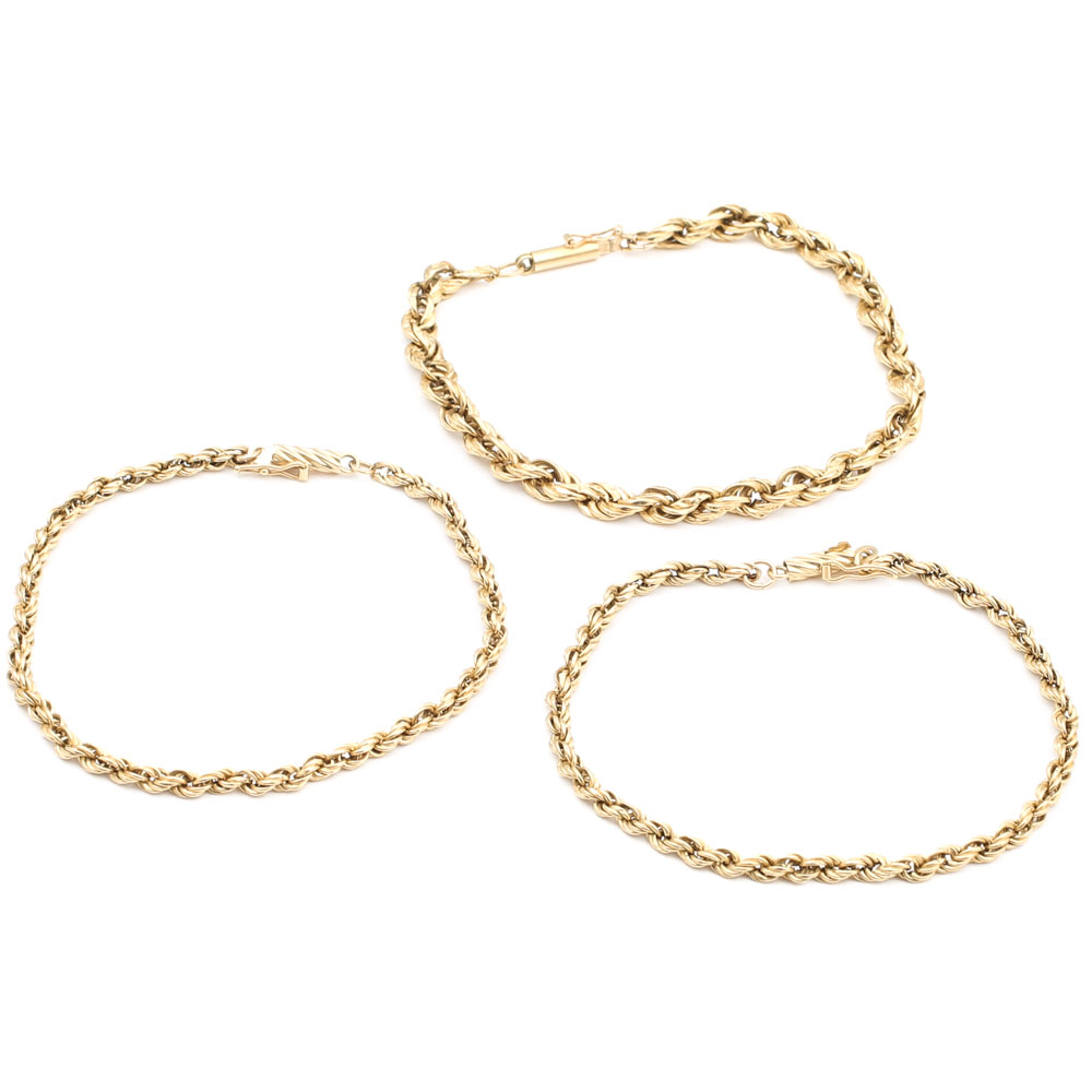 14K Yellow Gold Rope Bracelets