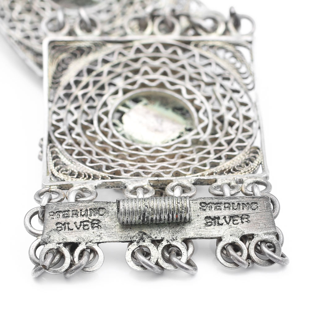 Sterling Silver Sombrero and Floral Station Bracelet