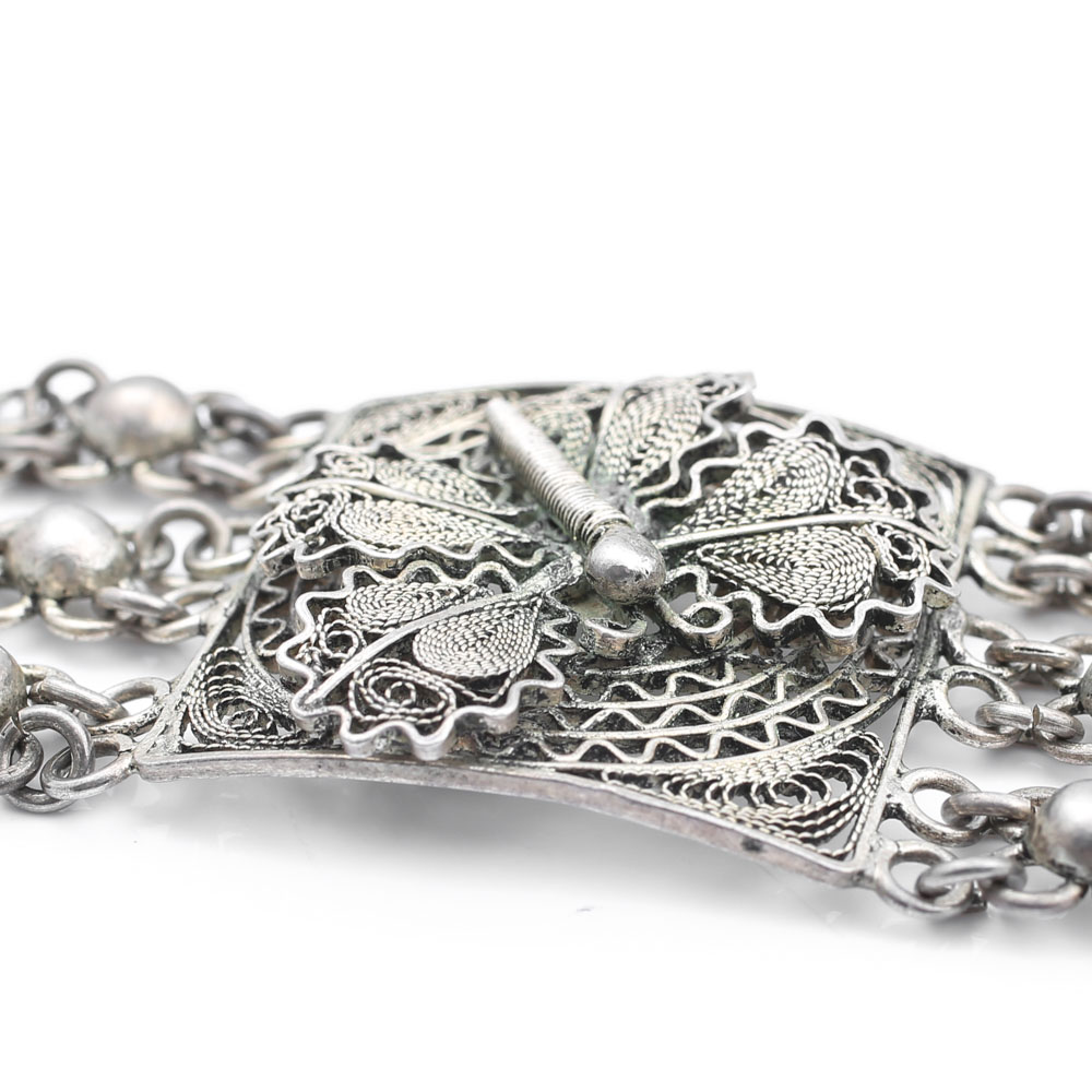 Sterling Silver Sombrero and Floral Station Bracelet