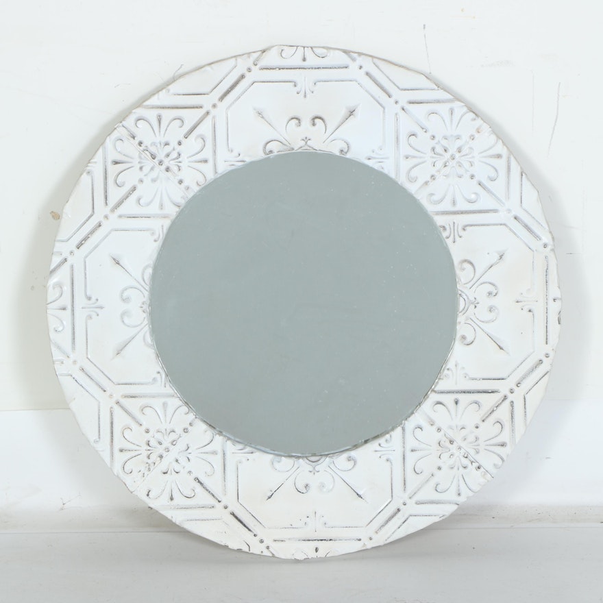 White Circular Framed Mirror