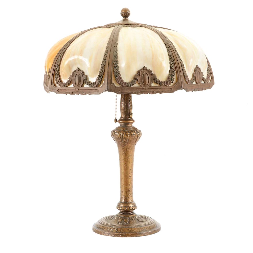 Vintage Slag Glass Table Lamp