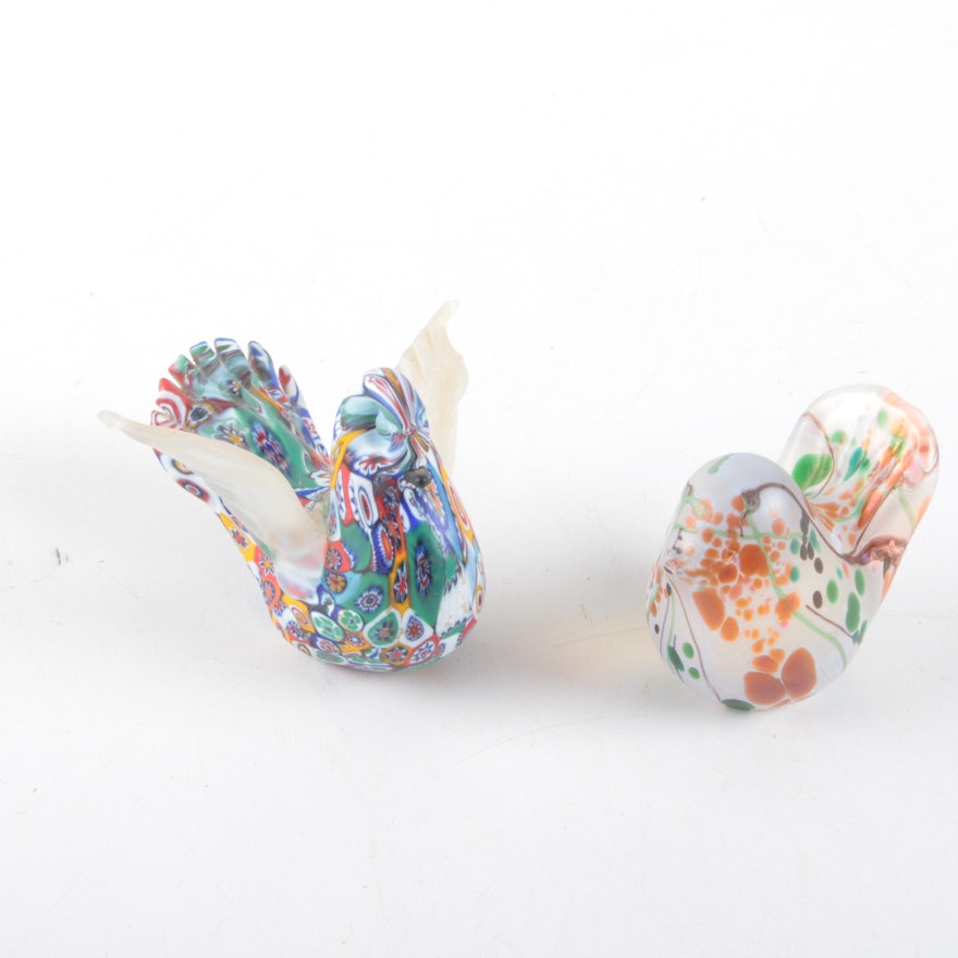 Isle of Wight and Millefiori Art Glass Birds