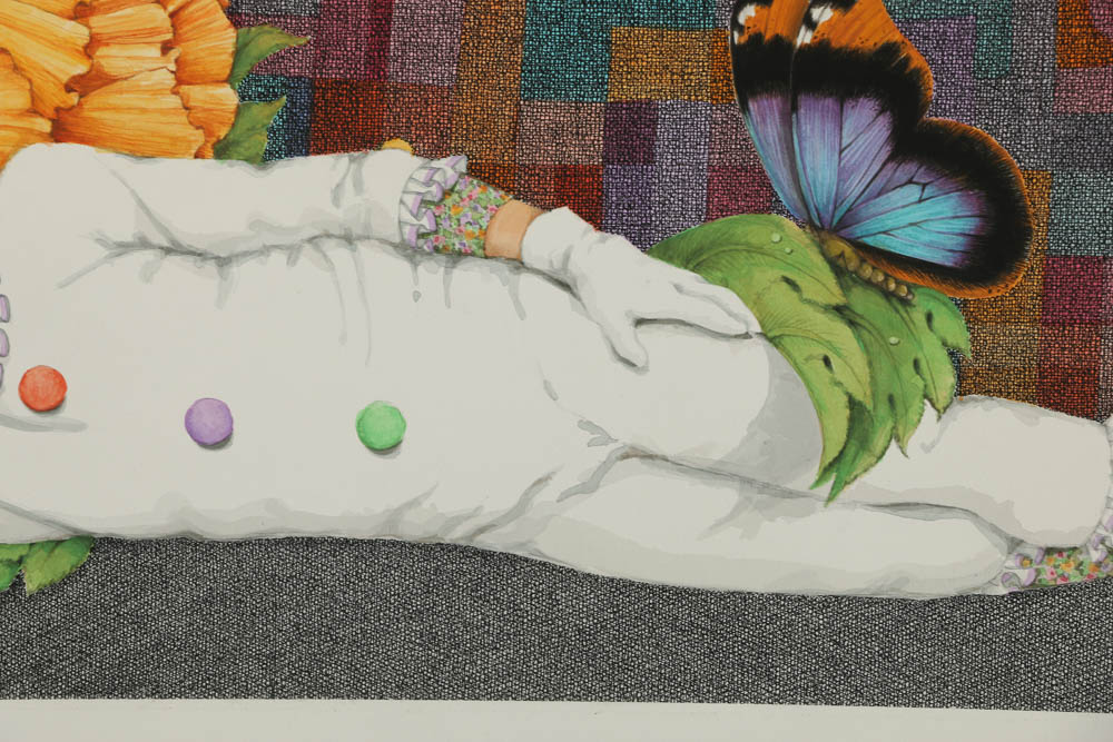 Ben Black Mixed Media Painting "Tuberous Begonia"