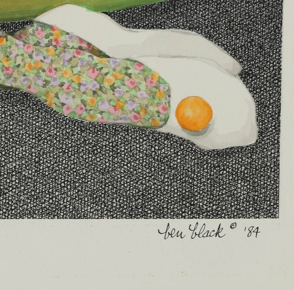 Ben Black Mixed Media Painting "Tuberous Begonia"