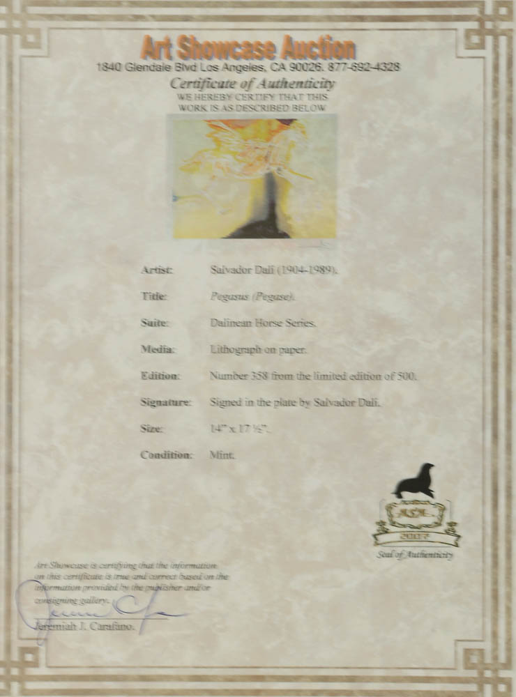 Offset Lithograph After Salvador Dalí "Pegasus"