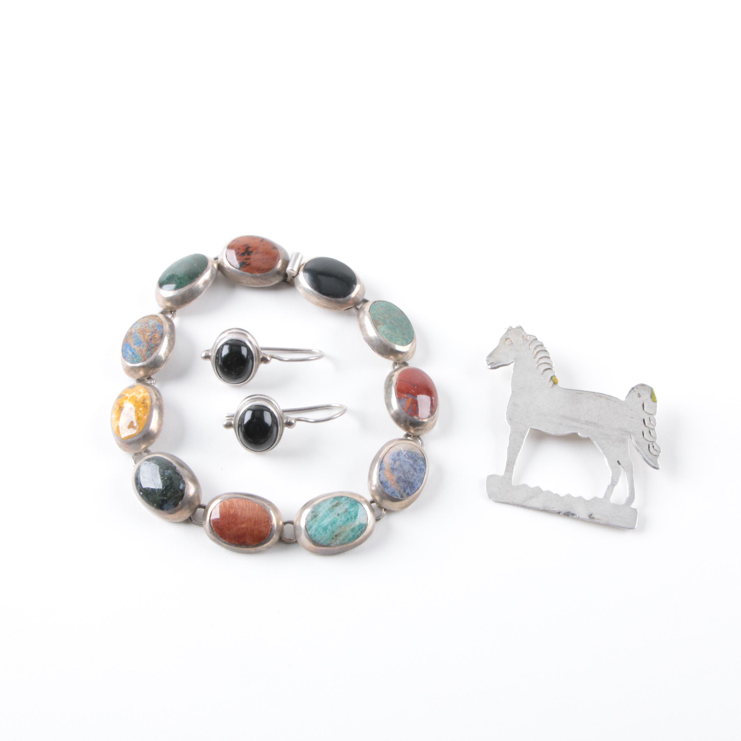 Sterling Silver "Sarda" and Mexican Jewelry Including Mixed Gemstones