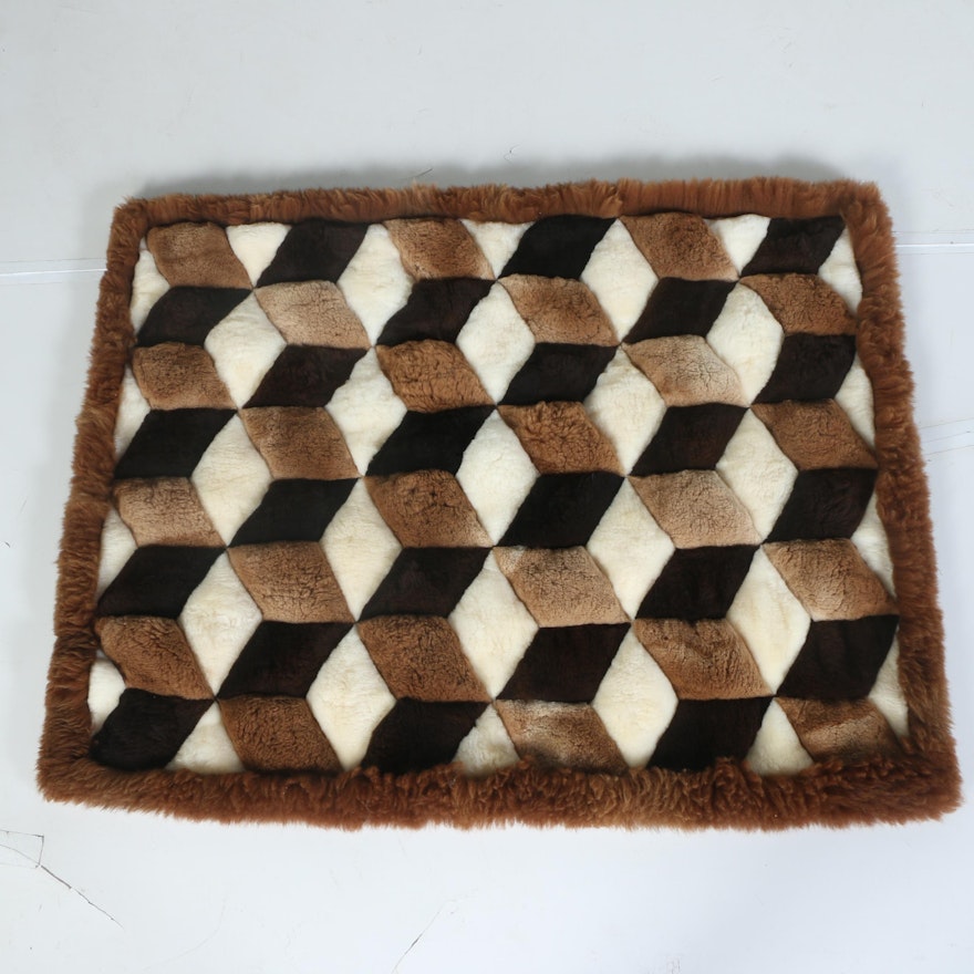 Sheepskin "Tumbling Blocks" Wall Hanging or Accent Rug