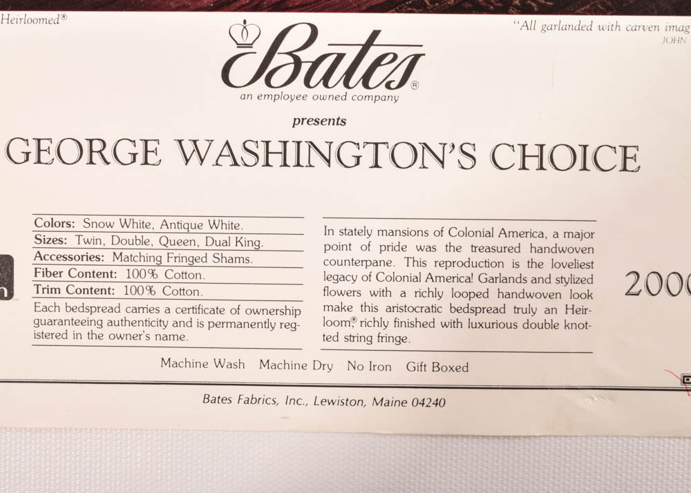 Bates "George Washington's Choice" Bedspread