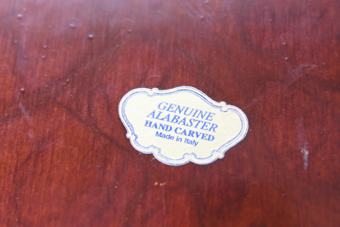 Italian Hand Carved Genuine Alabaster Trinket Box