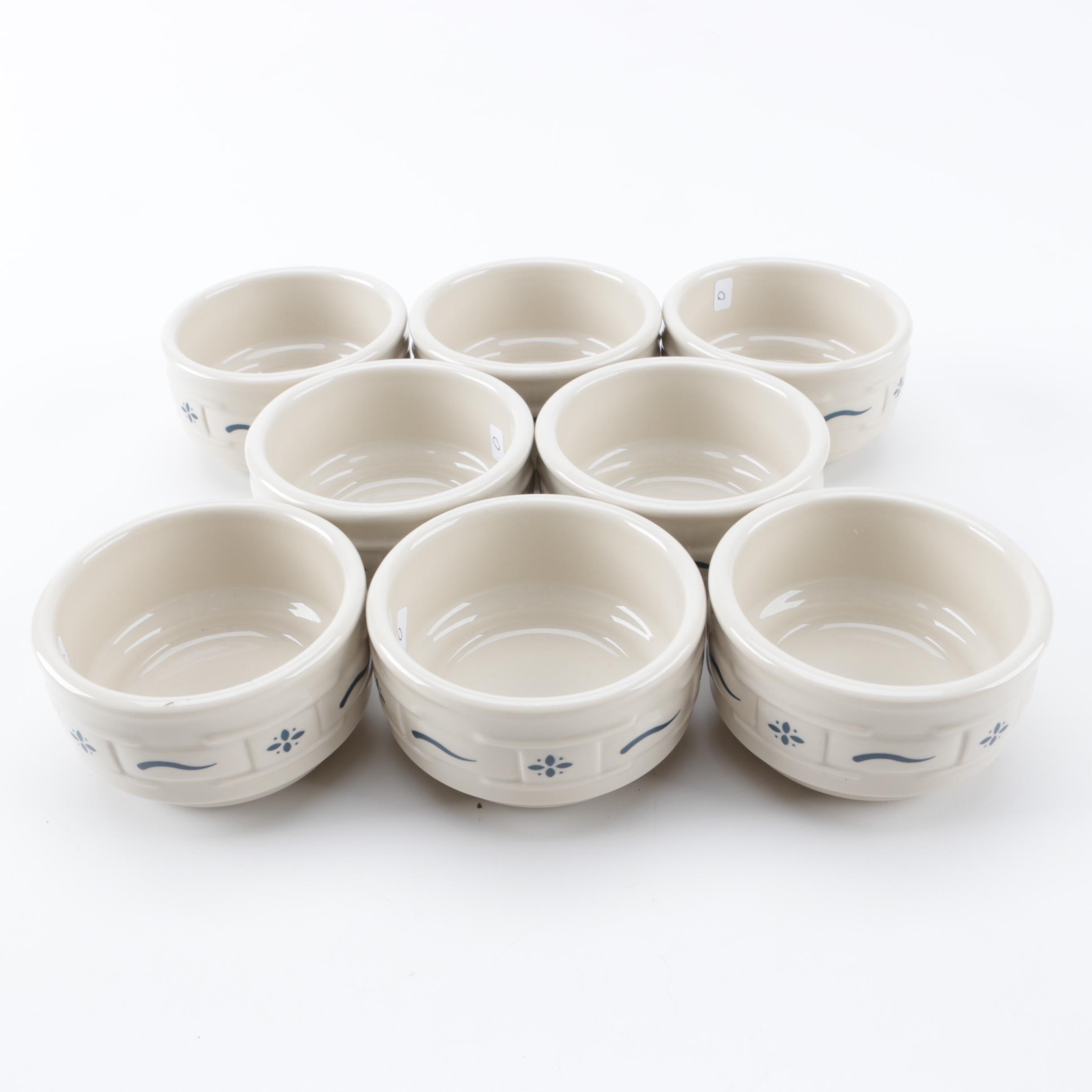 Longaberger "Woven Traditions Classic Blue" Ceramic Custard Cup Bowls