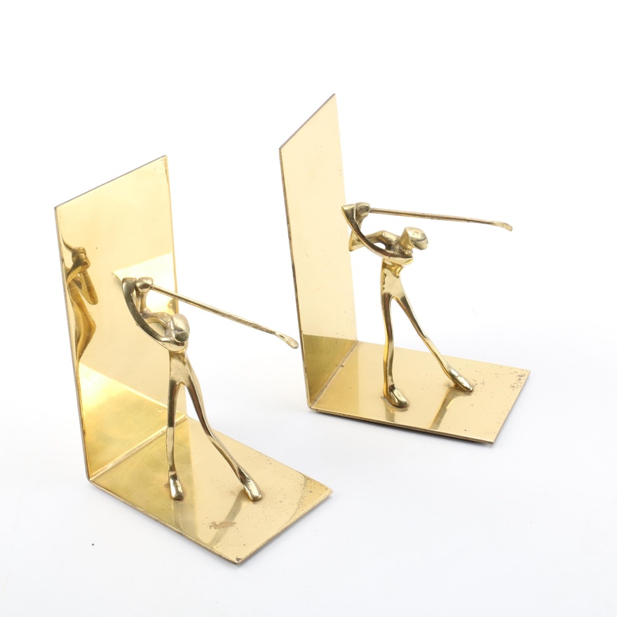 Brass Golfer Bookends