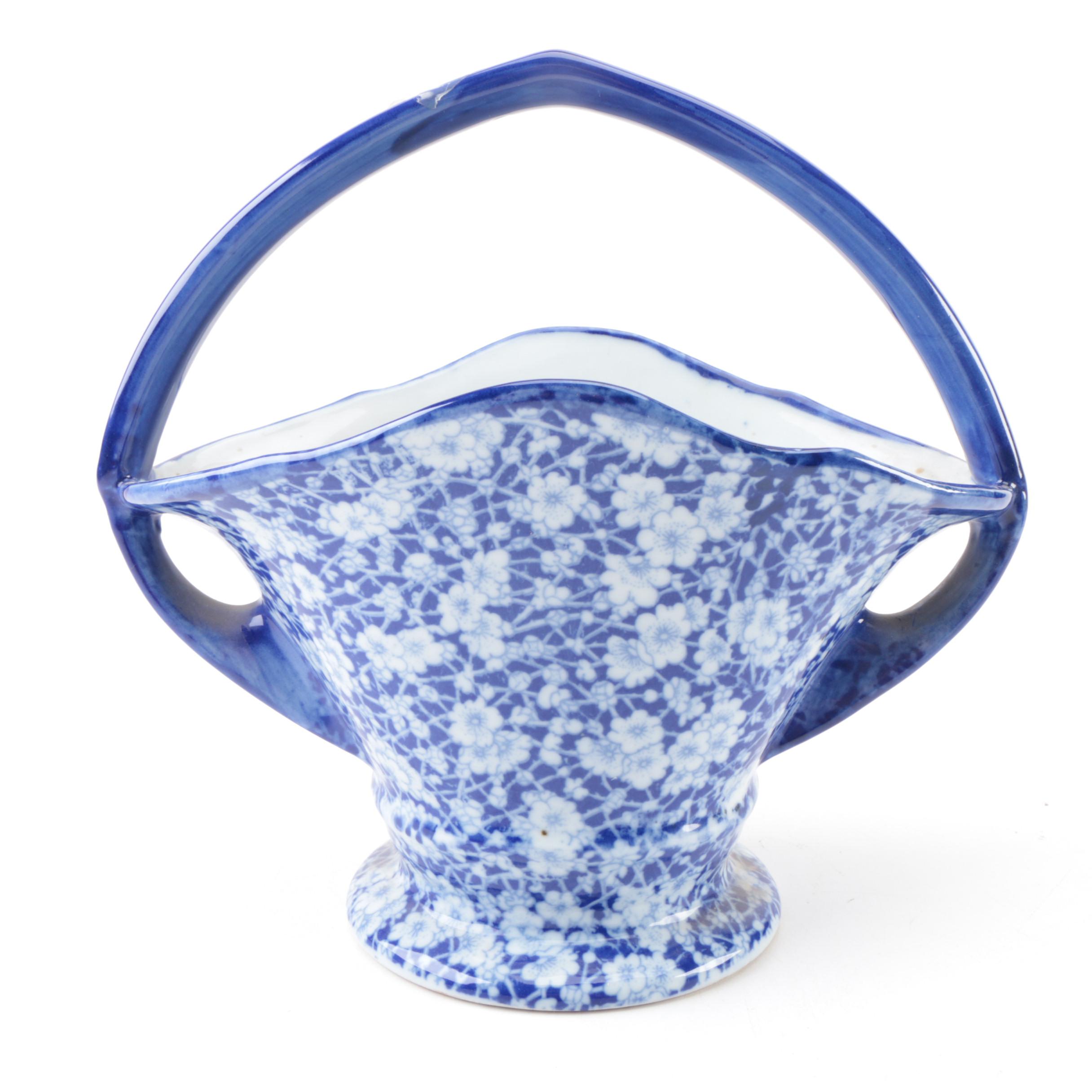 Victoria Ironstone Flow Blue "Calico" Pigs and Basket