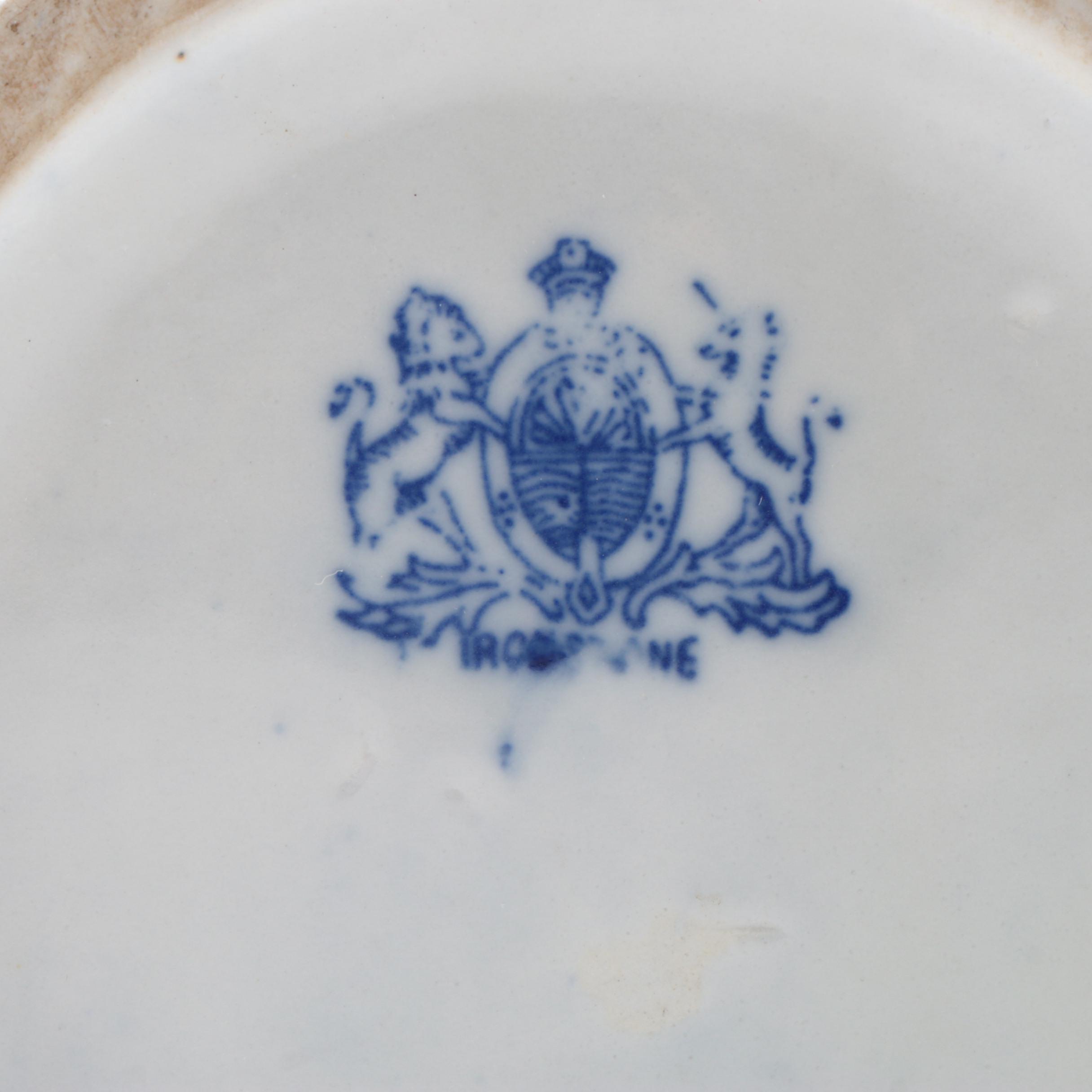 Victoria Ironstone Flow Blue "Calico" Pigs and Basket