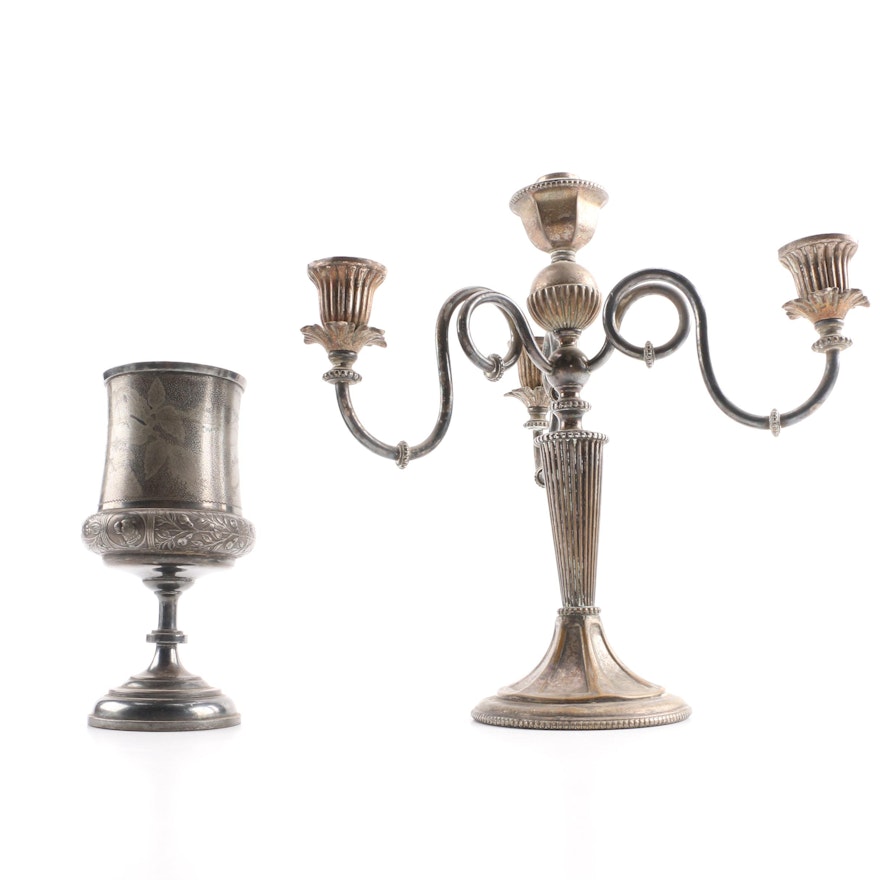 Reed & Barton Silver Plate Goblet and Candelabra