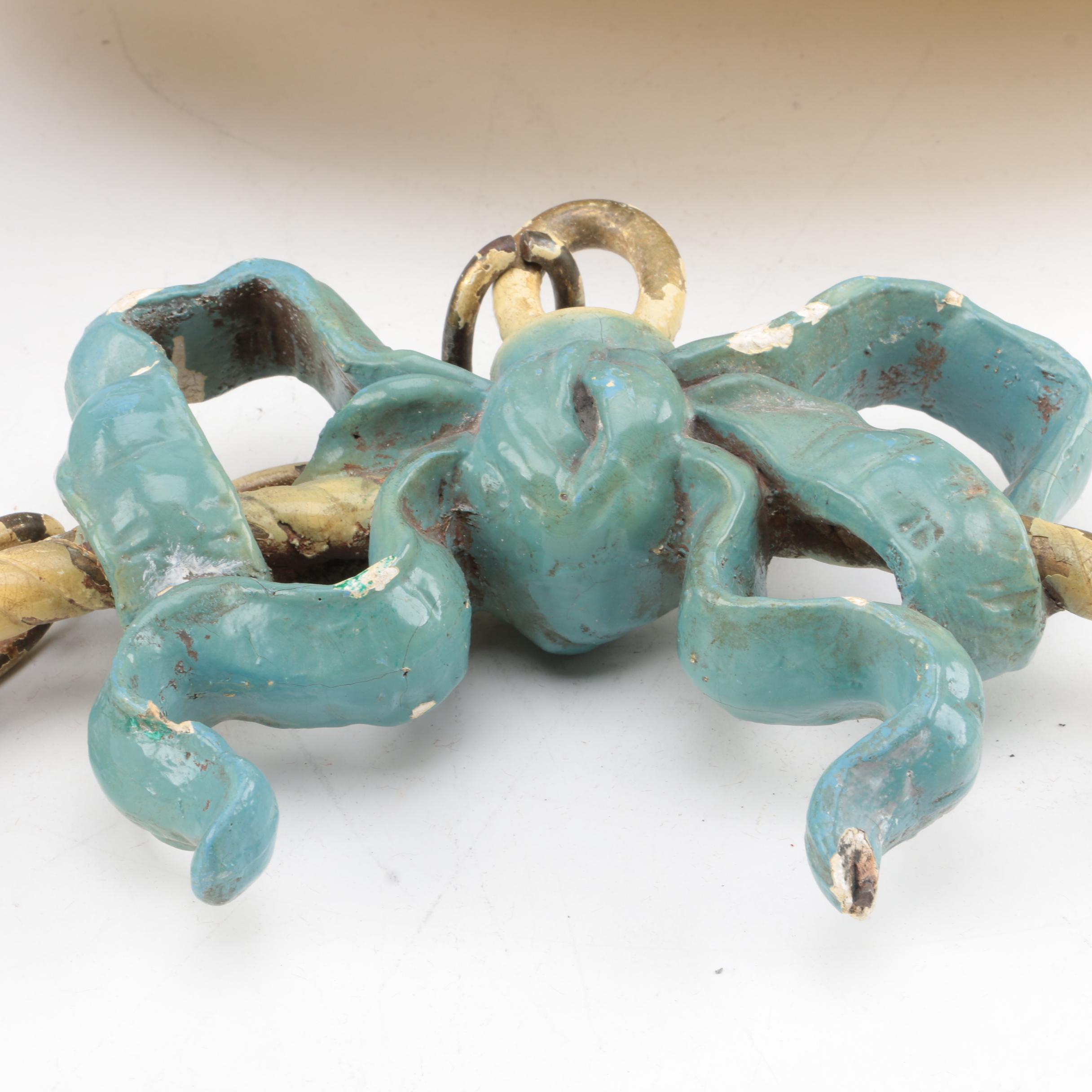 Vintage Painted Metal Basket Ceiling Light