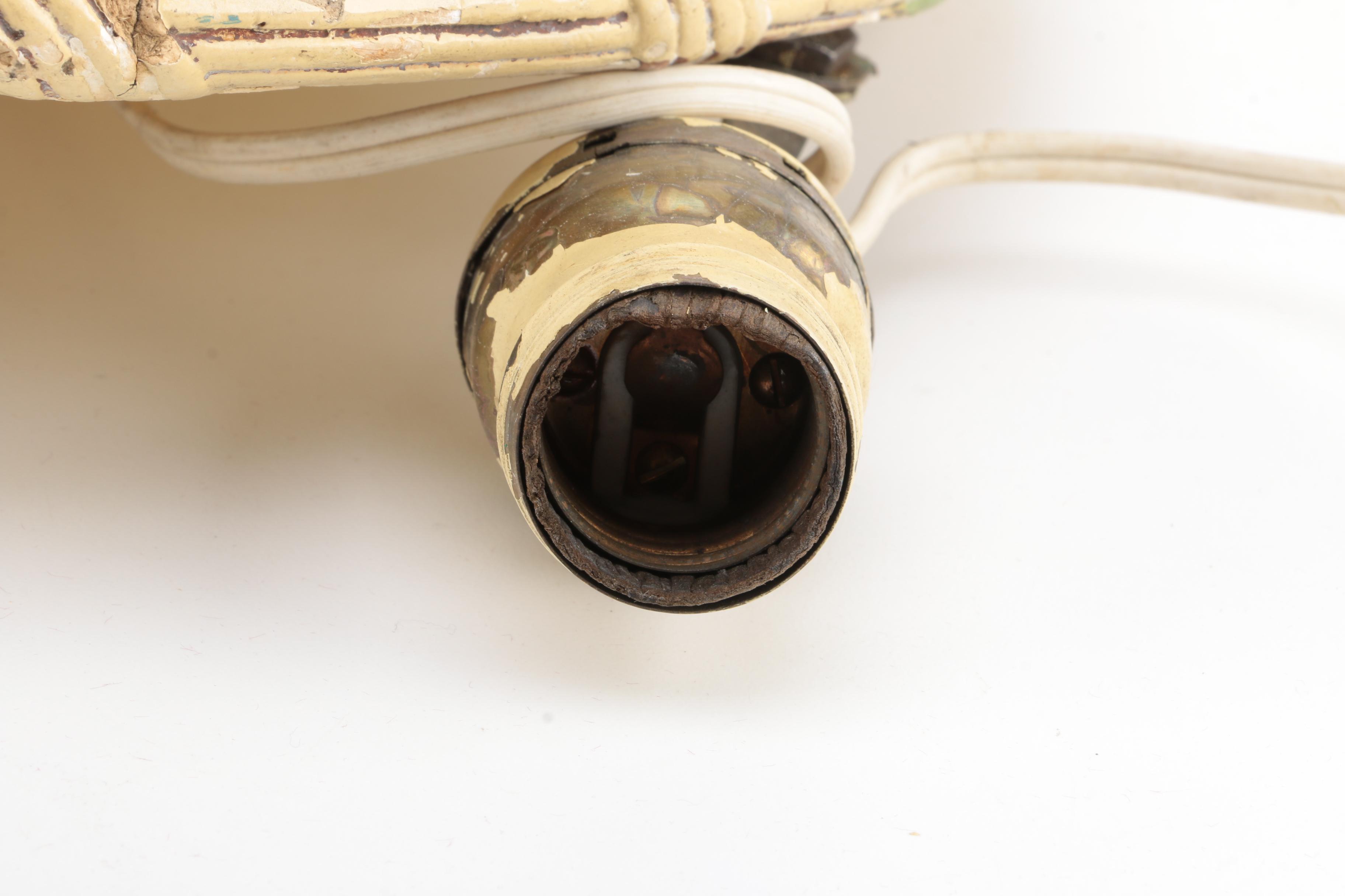 Vintage Painted Metal Basket Ceiling Light