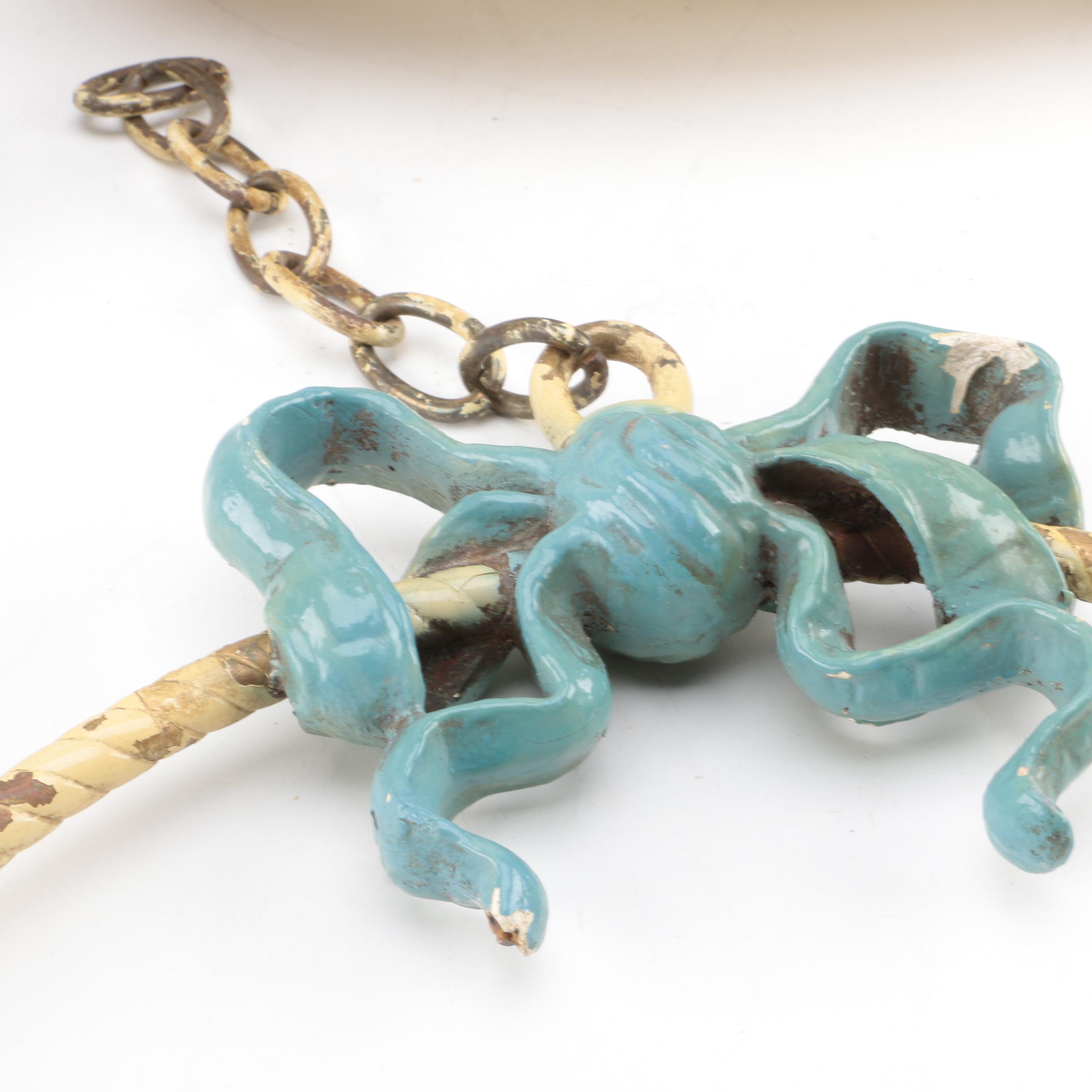 Vintage Painted Metal Basket Ceiling Light