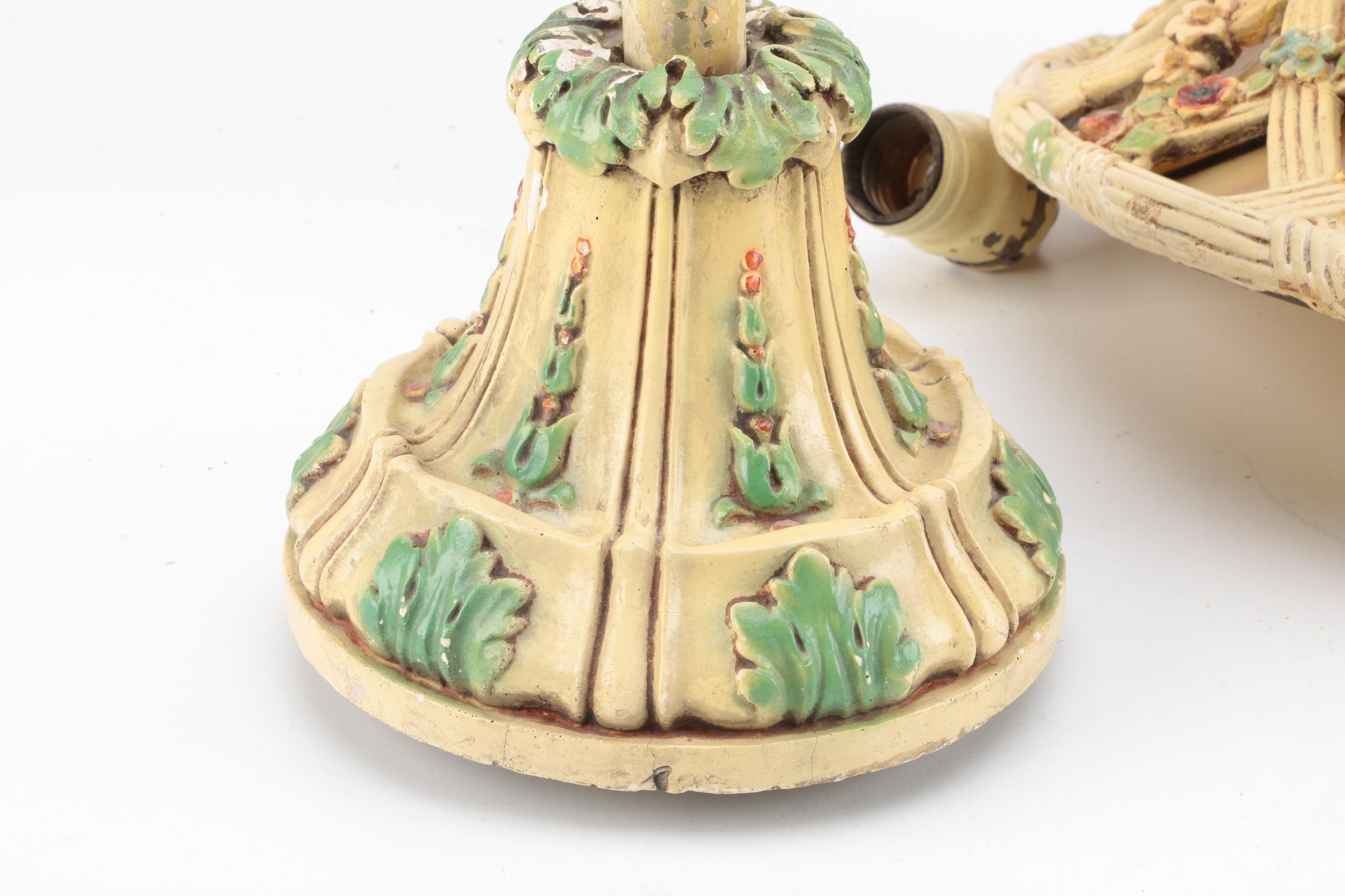 Vintage Painted Metal Basket Ceiling Light