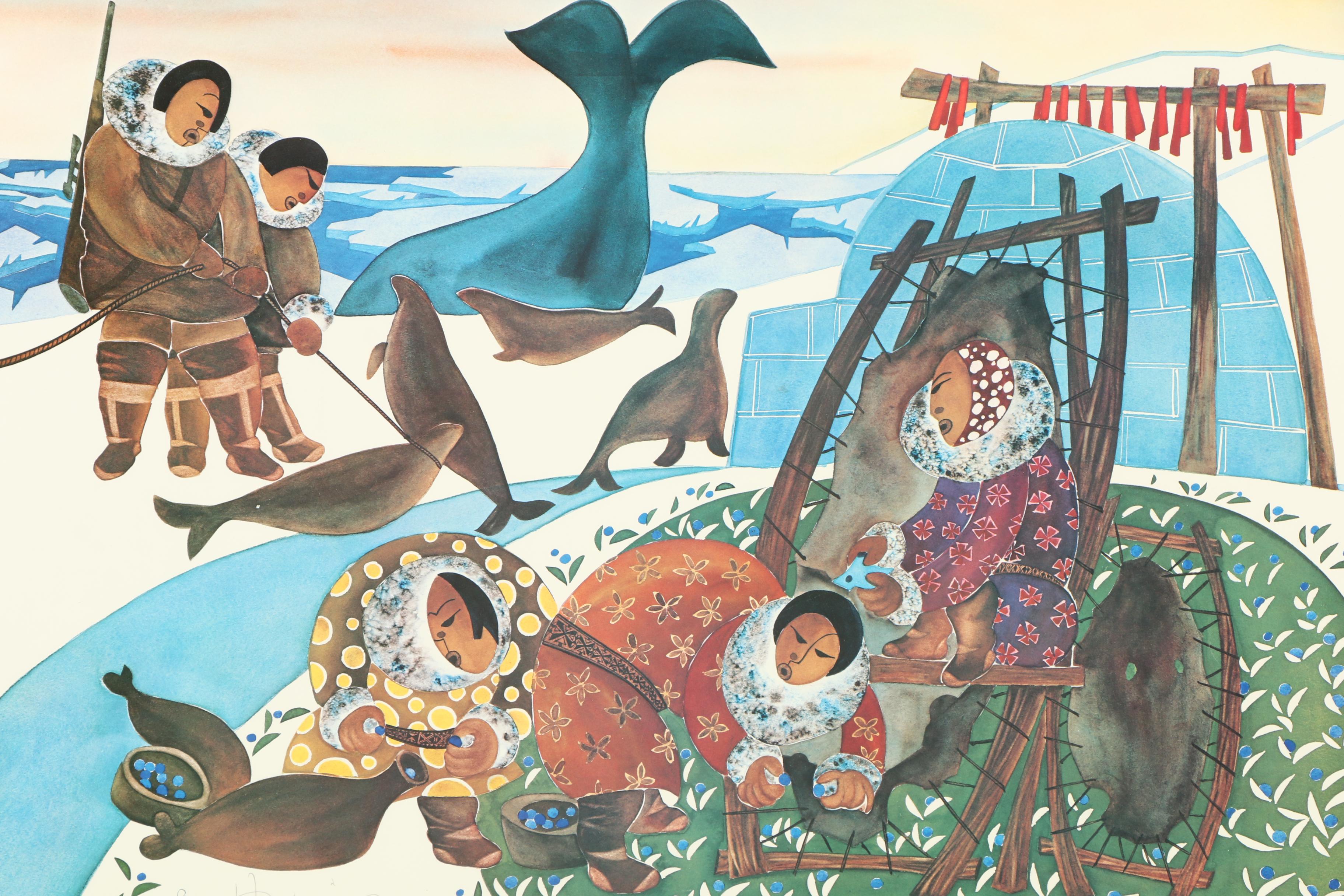 Offset Lithograph Poster After Anna Huong "Life of the Eskimo, Alaska"