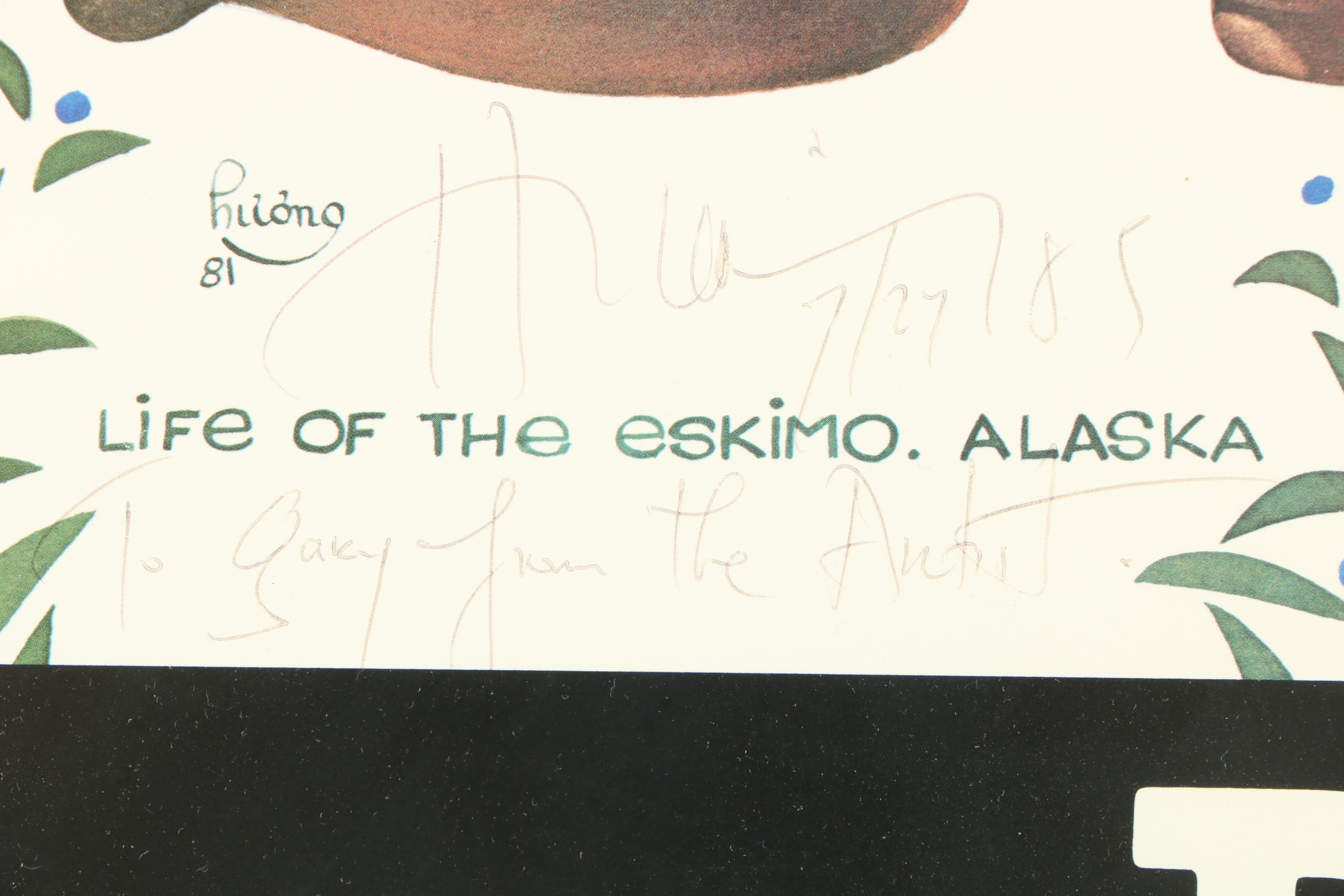 Offset Lithograph Poster After Anna Huong "Life of the Eskimo, Alaska"