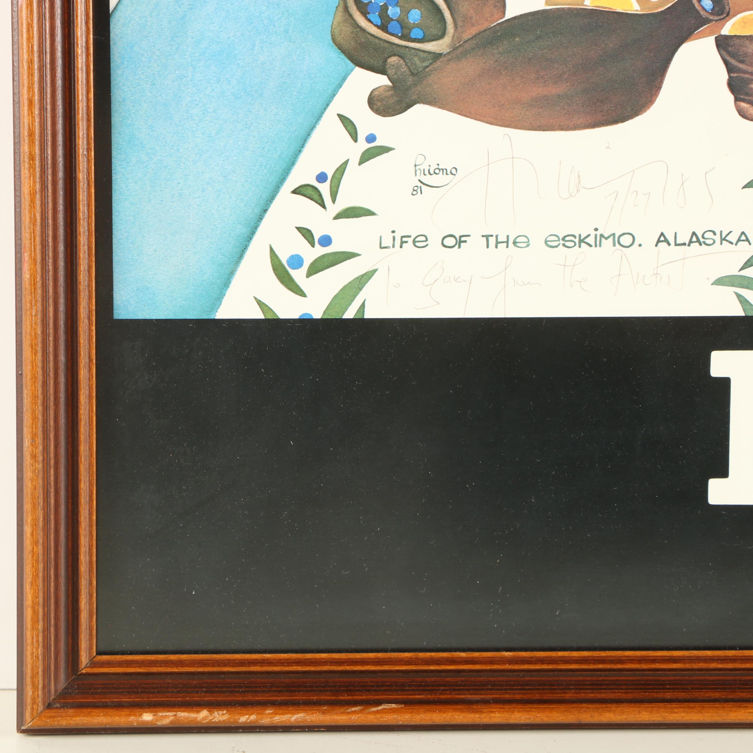 Offset Lithograph Poster After Anna Huong "Life of the Eskimo, Alaska"