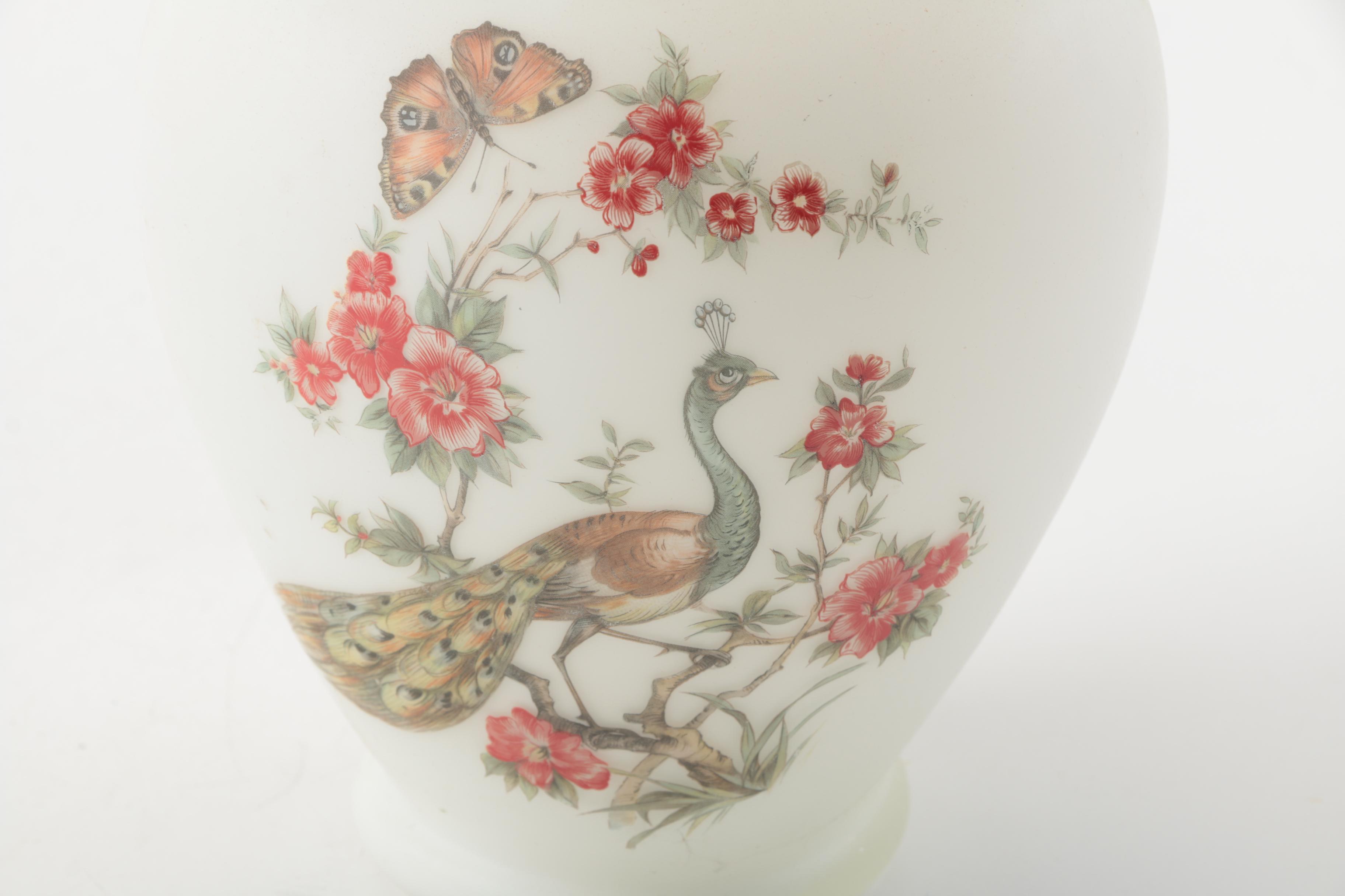 Vintage Italian Lidded White Frosted Glass Ginger Jar