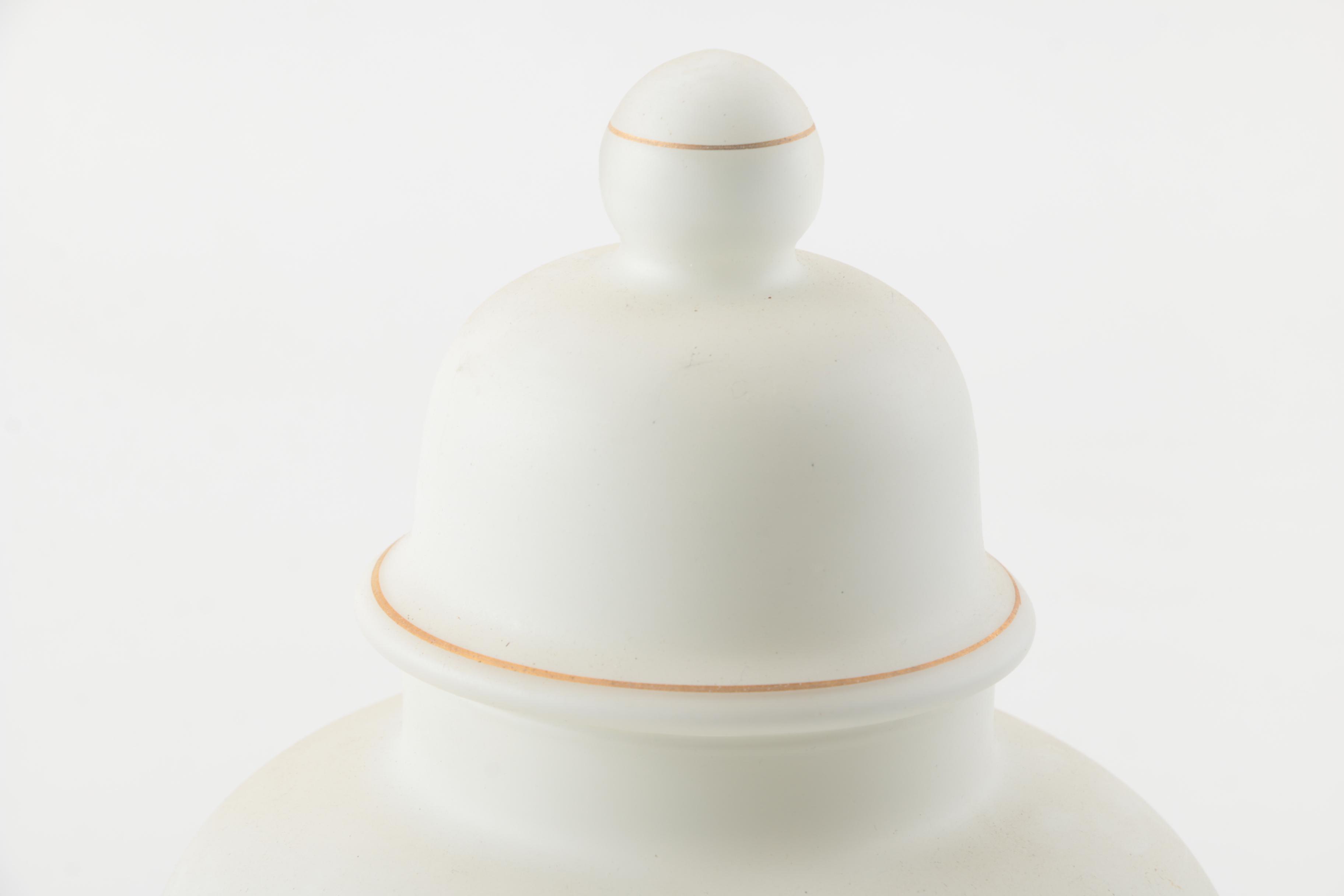 Vintage Italian Lidded White Frosted Glass Ginger Jar