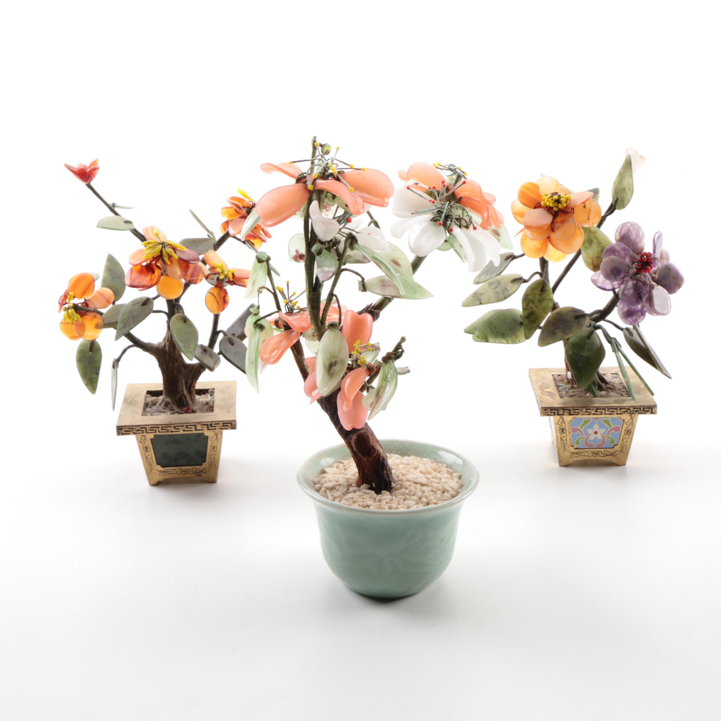 Asian Style Floral Ceramic Bonsai Decor