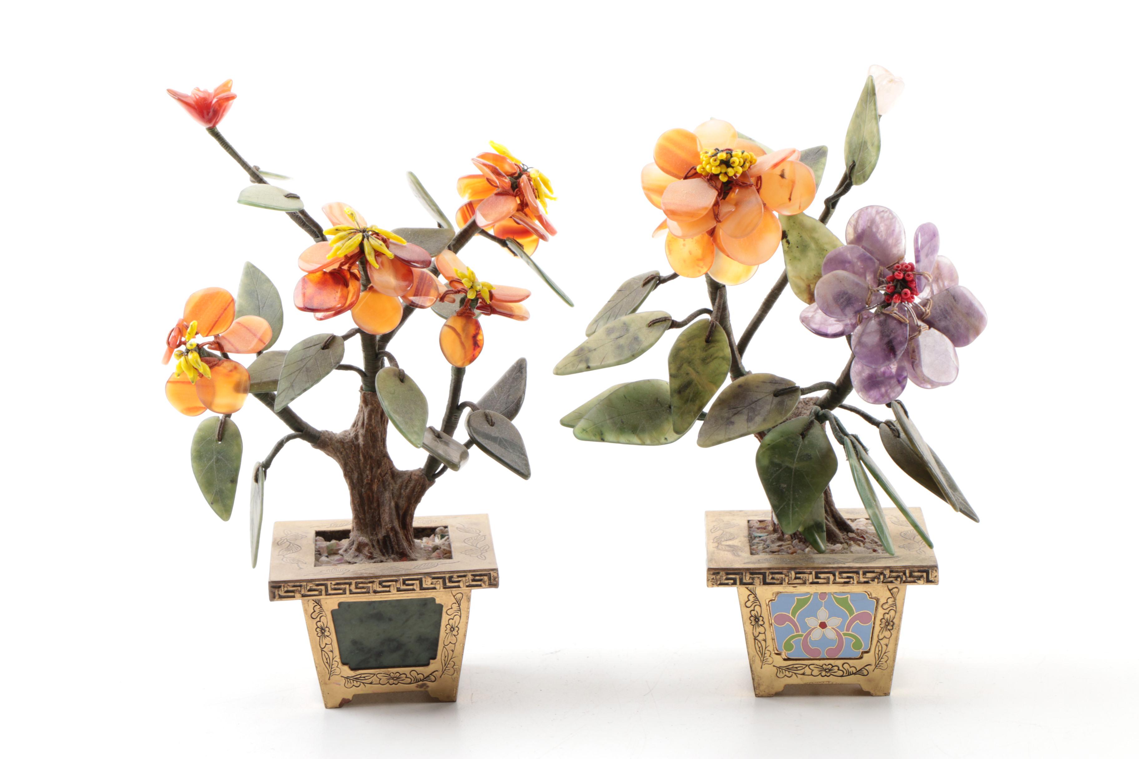 Asian Style Floral Ceramic Bonsai Decor